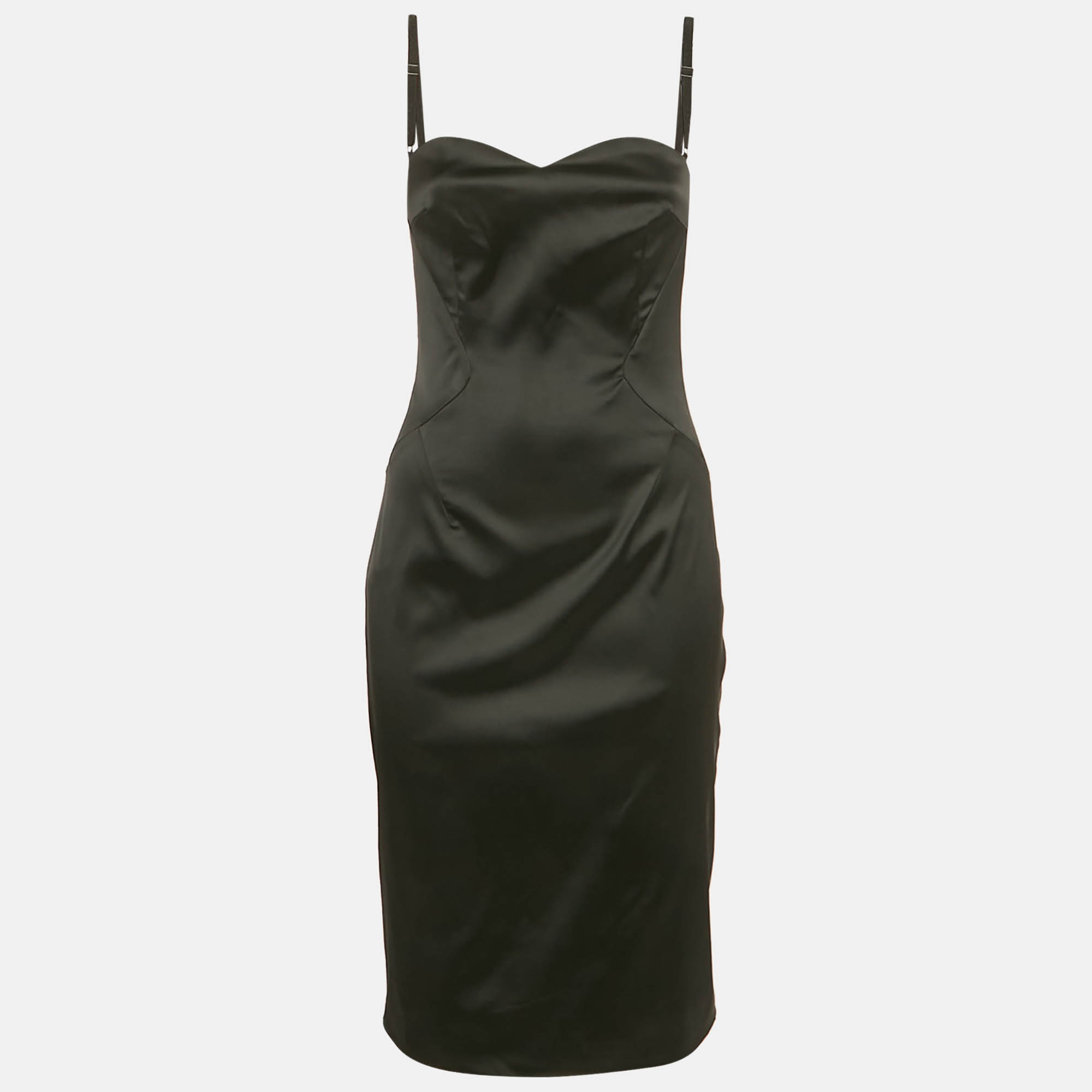 

D&G Black Satin Strappy Sheath Dress M
