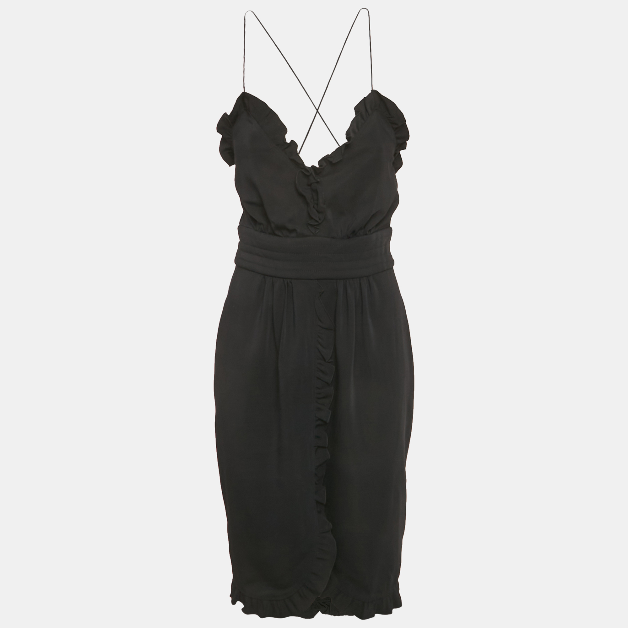 

D&G Black Stretch Crepe Frill Detail Mini Dress M
