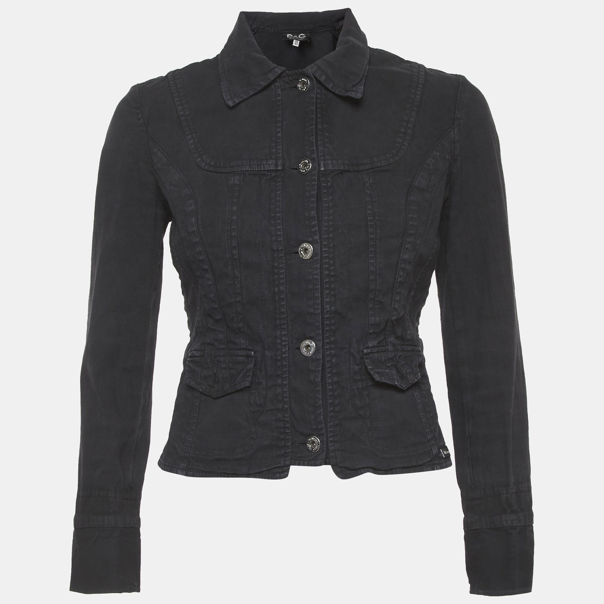 

D&G Black Denim Button-Front Jacket M