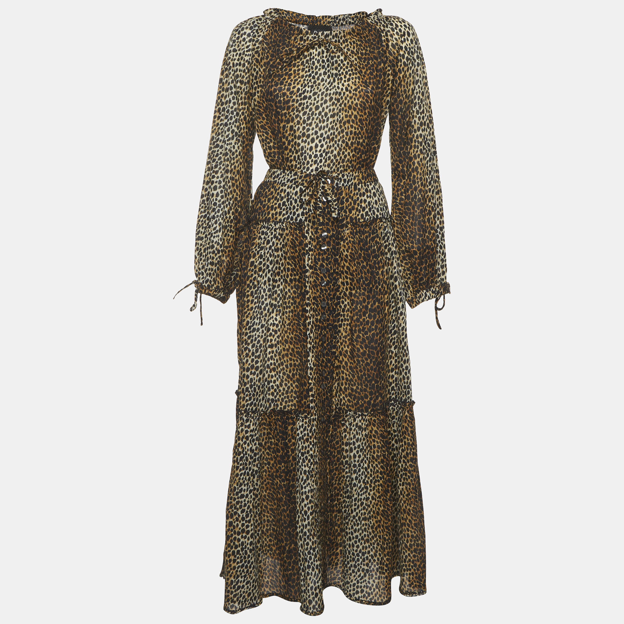 

D&G Brown Leopard Print Cotton Top & Skirt Suit S/M