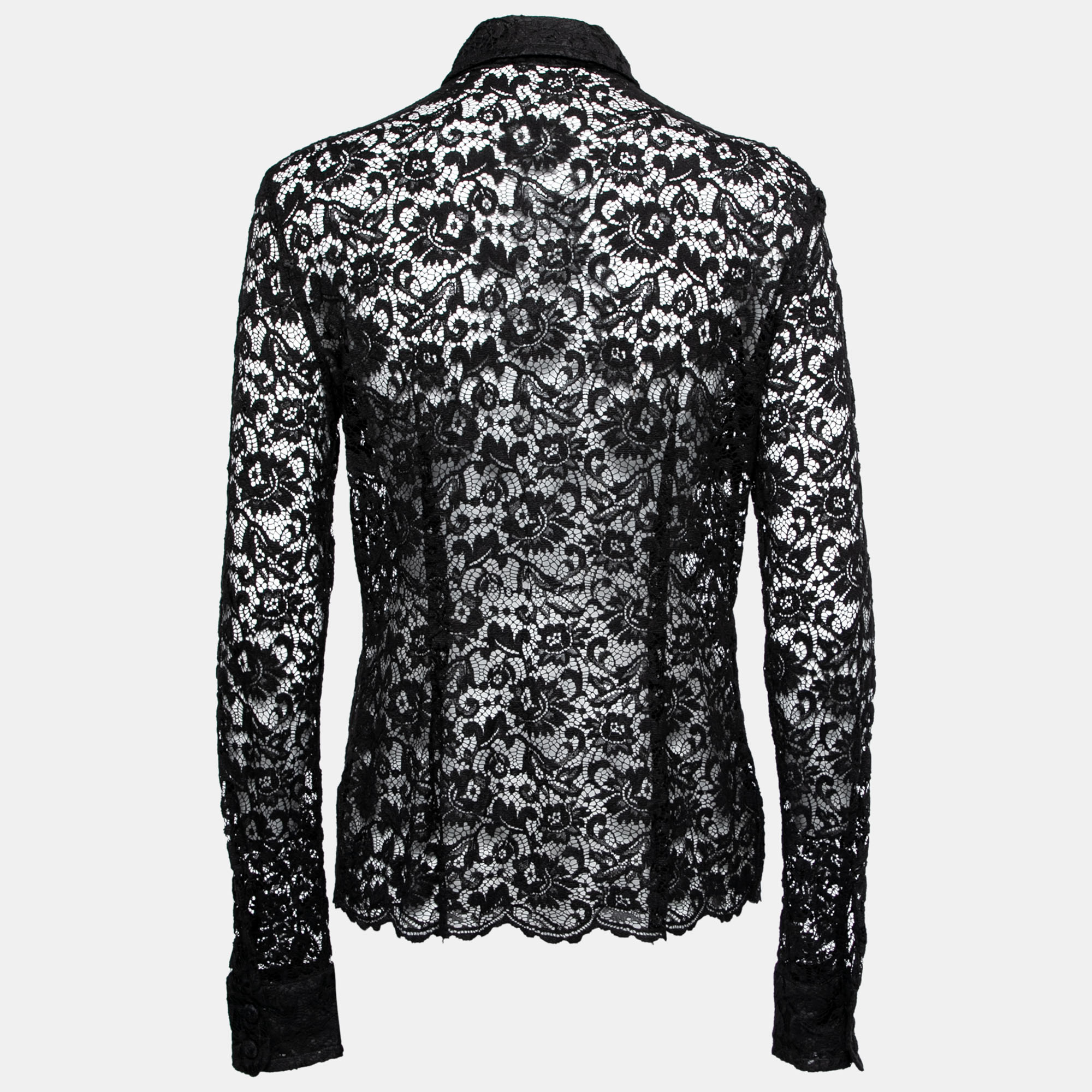 

D&G Black Lace Pocketed Button Front Shirt