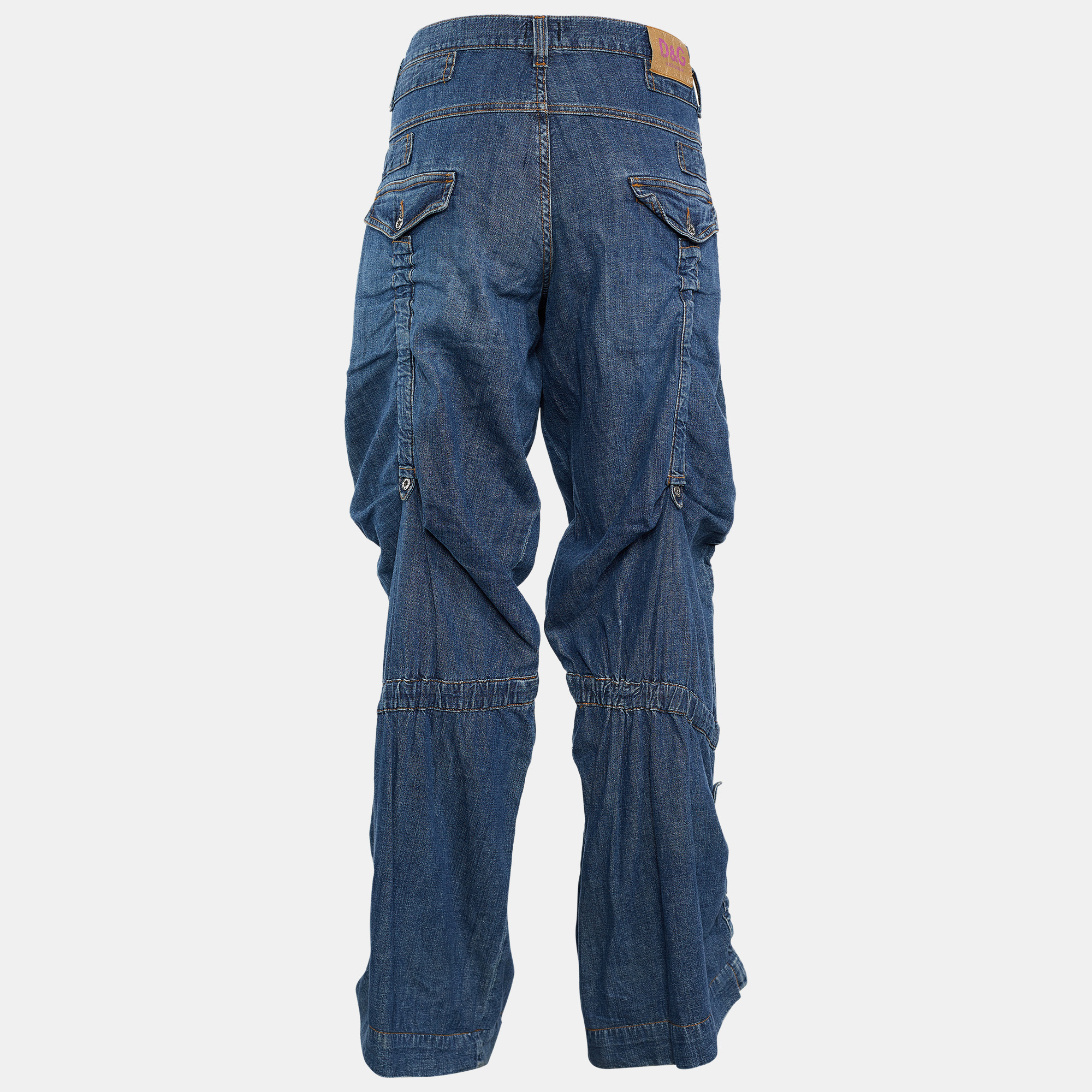 

D&G Blue Denim Ruched Wide Leg Jeans Jeans /Waist 34