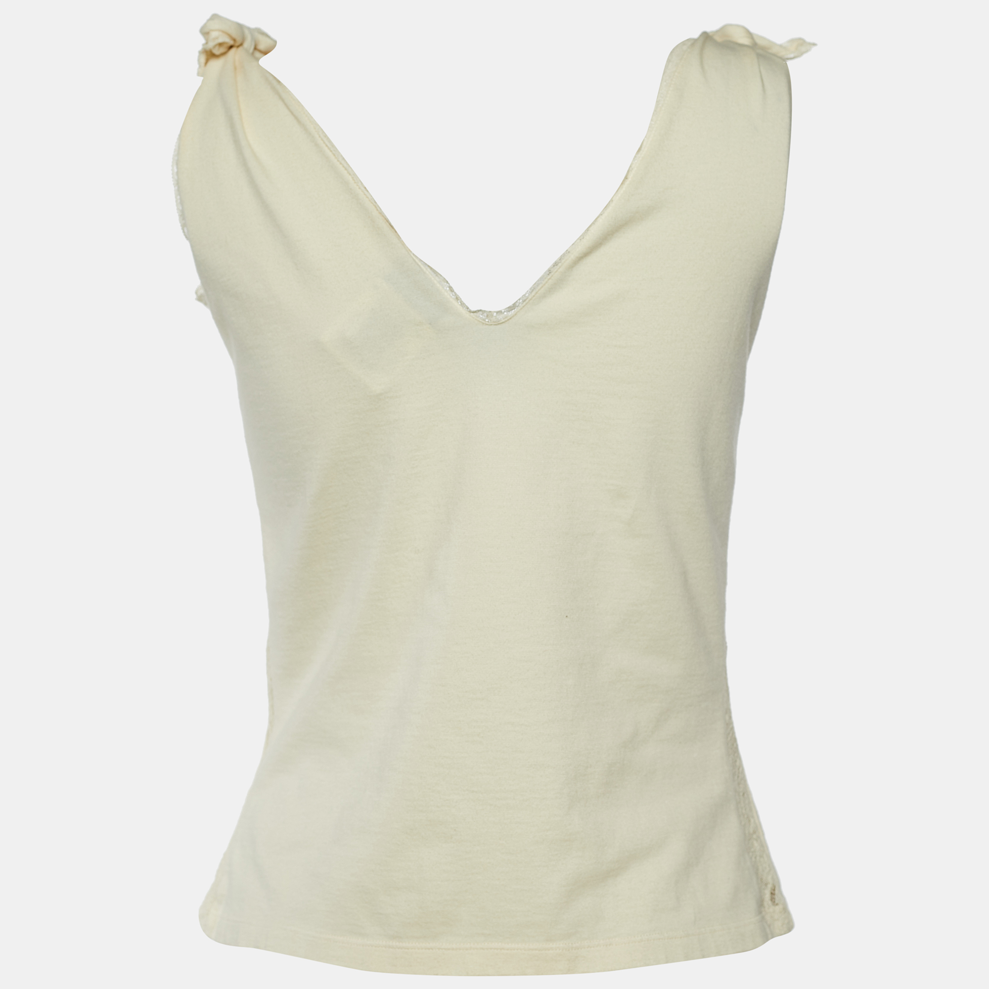 

D&G Cream Blanca Rosa Printed Cotton Top