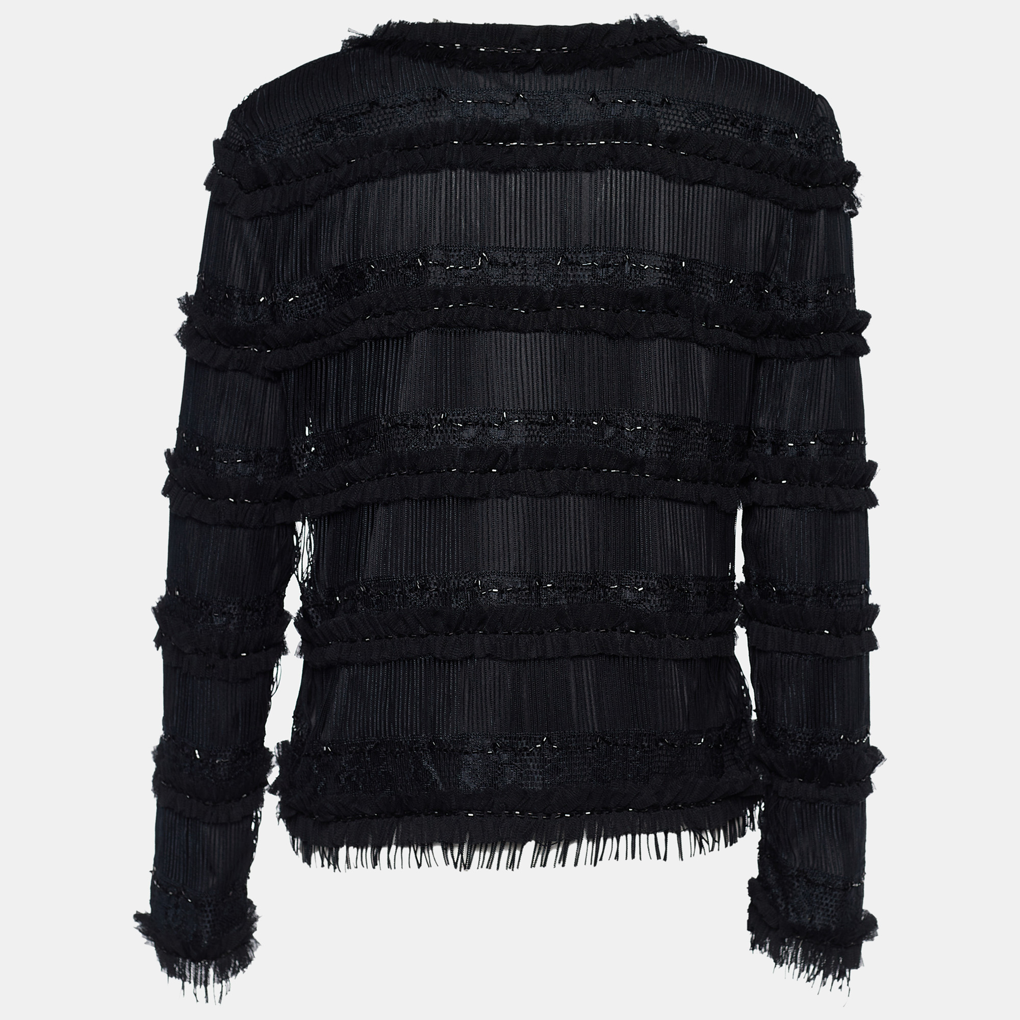 

D&G Black Lace & Tulle Bead Embellished Tie Detail Jacket