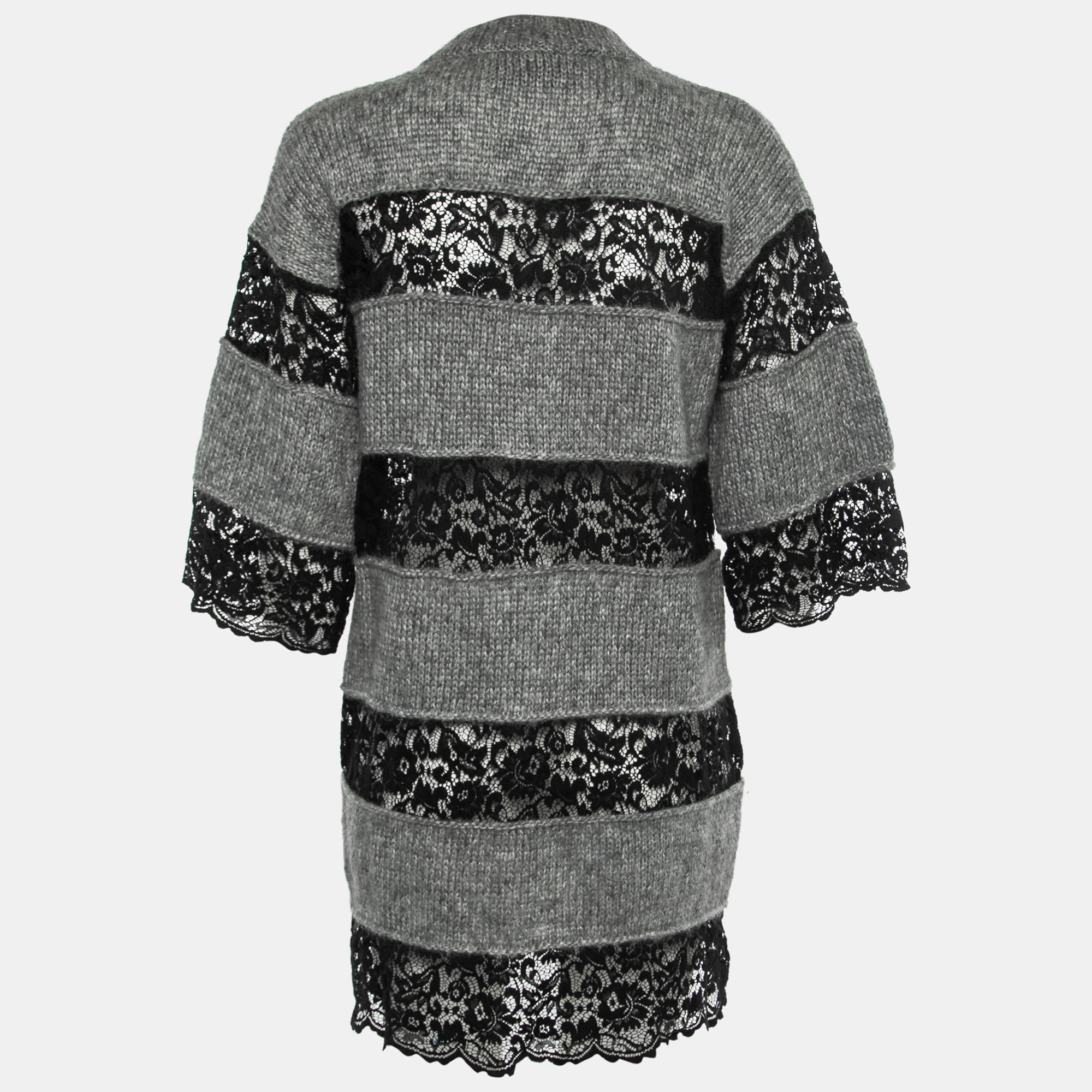 

D&G Grey Mohair Wool Contrast Lace Cardigan