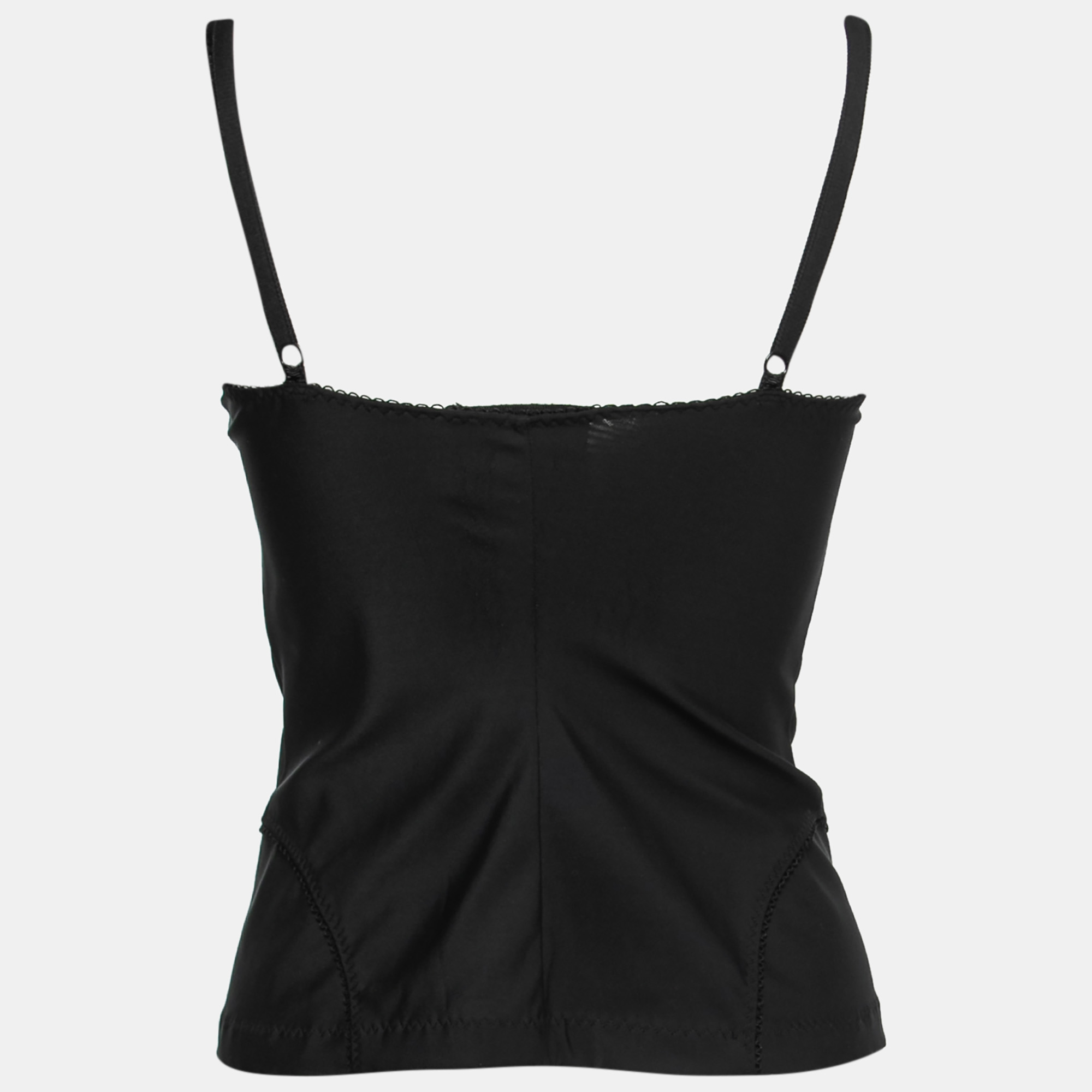 

D&G by Dolce & Gabbana Black Mesh Lace Overlay Bustier Top