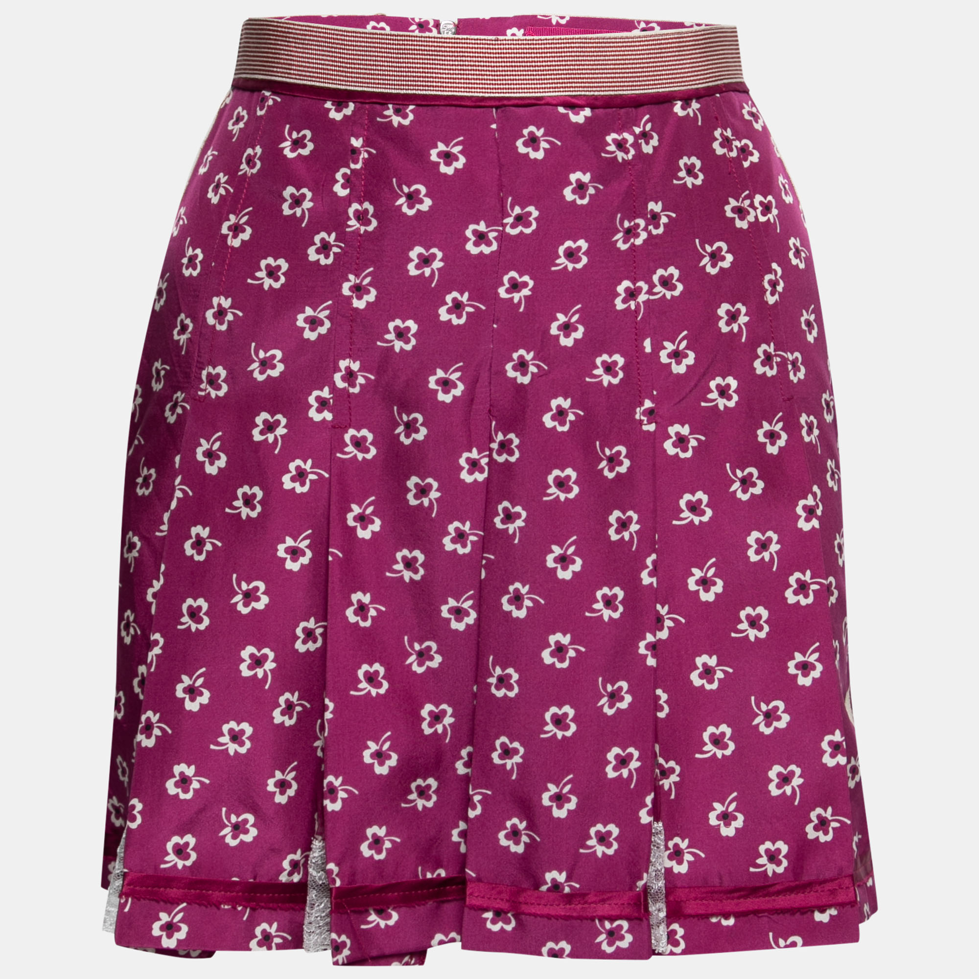 Pre-owned D & G By Dolce & Gabbana Pink Printed Silk Mini Skirt S