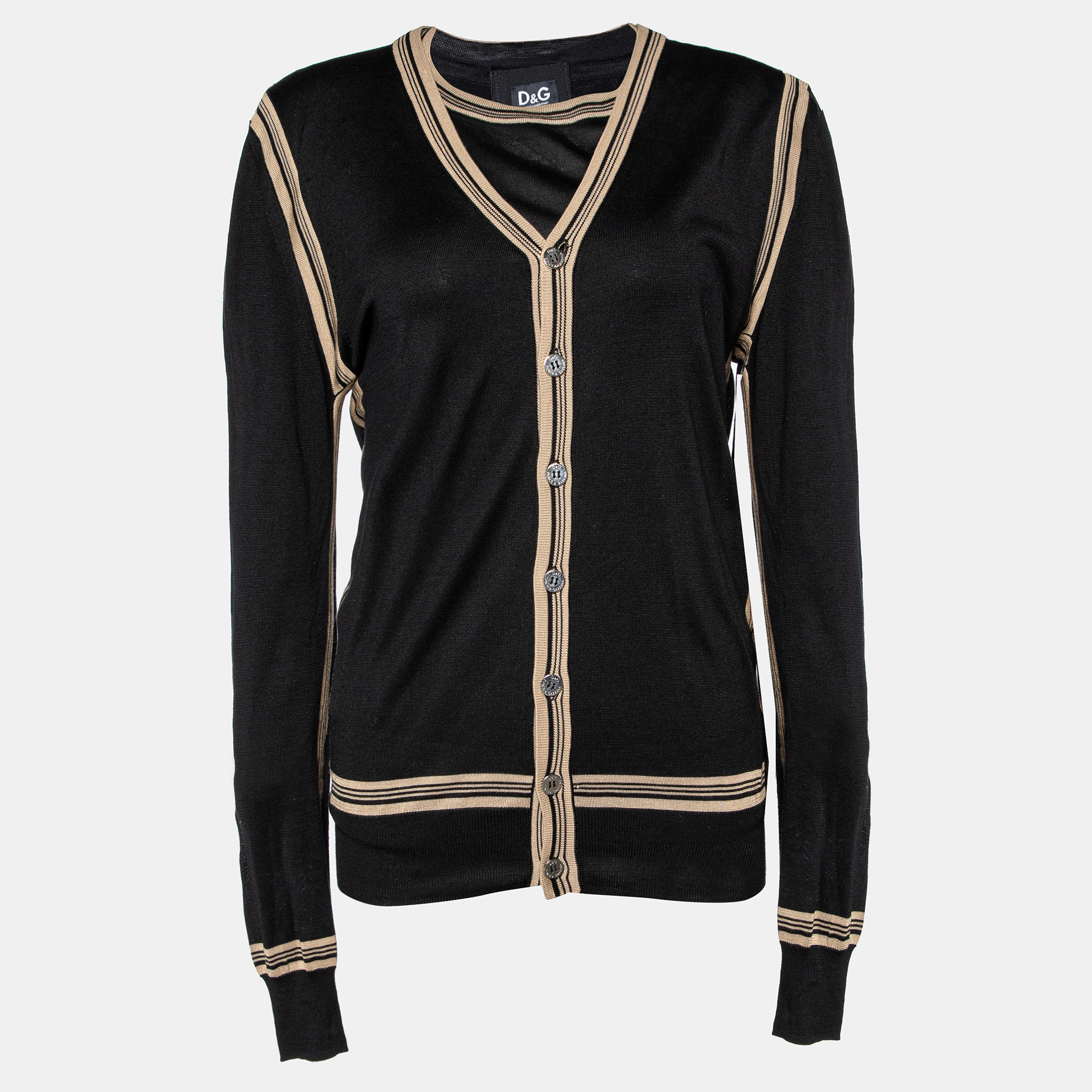 Pre Owned D&G Black Silk Knit Top & Cardigan Set