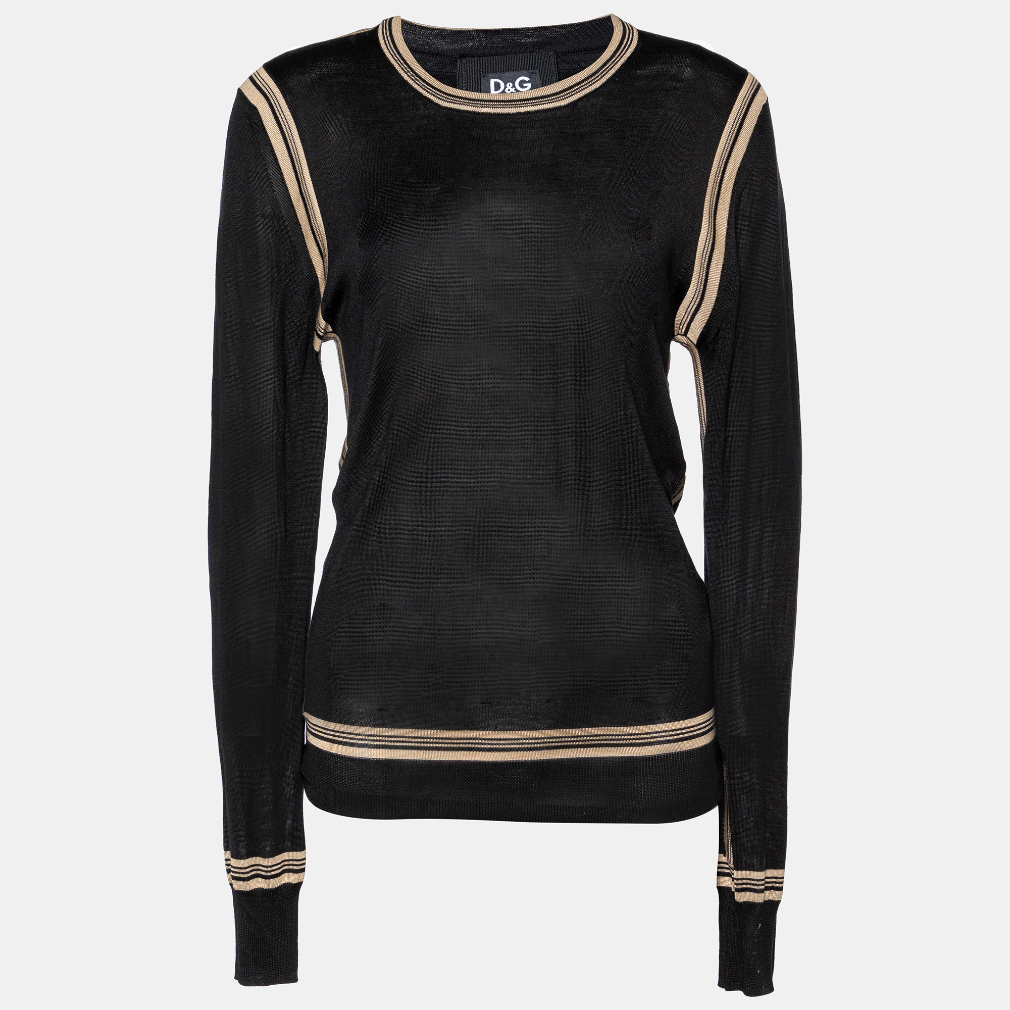 

D&G Black Silk Knit Top & Cardigan Set