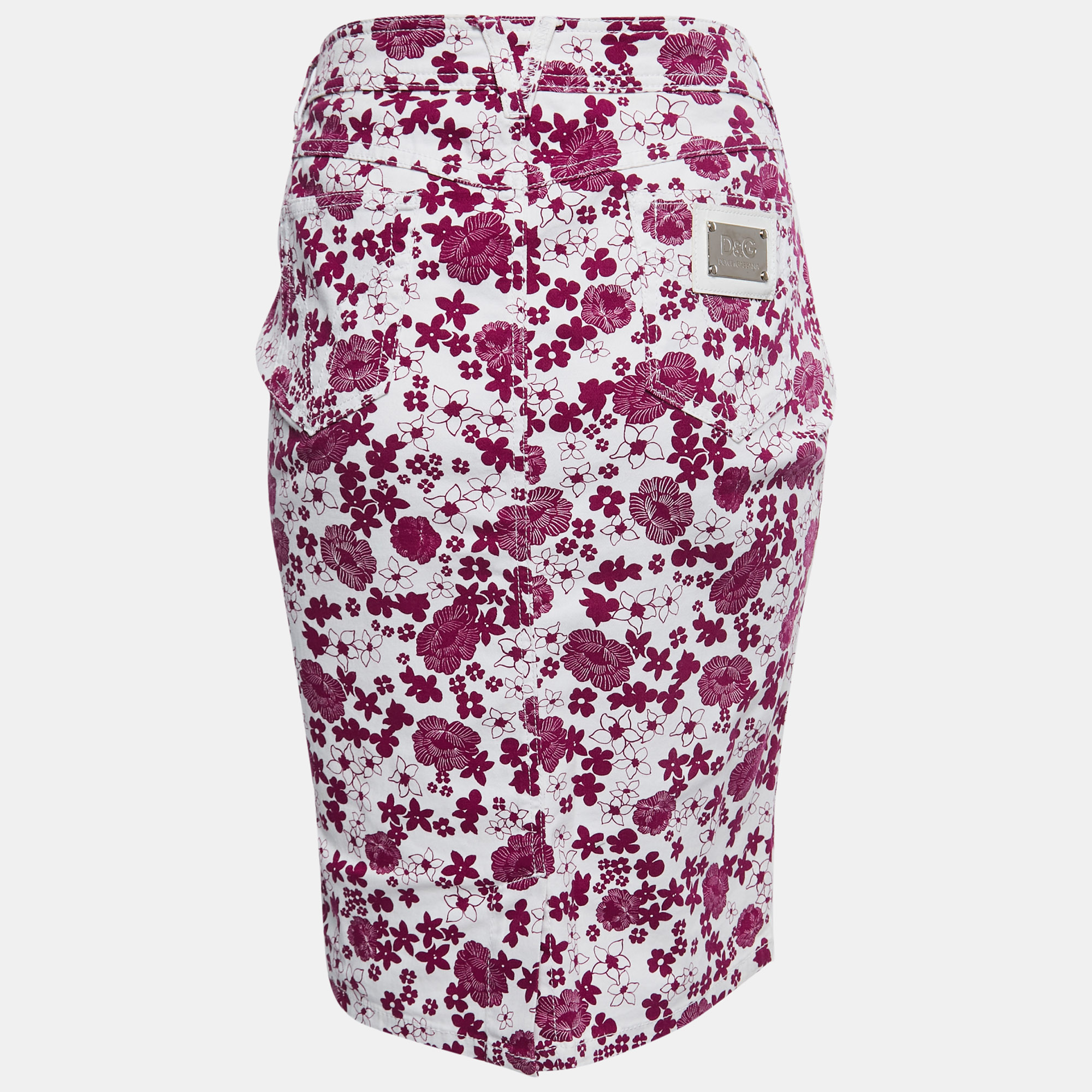 

D&G Purple Floral Printed Denim Pencil Skirt