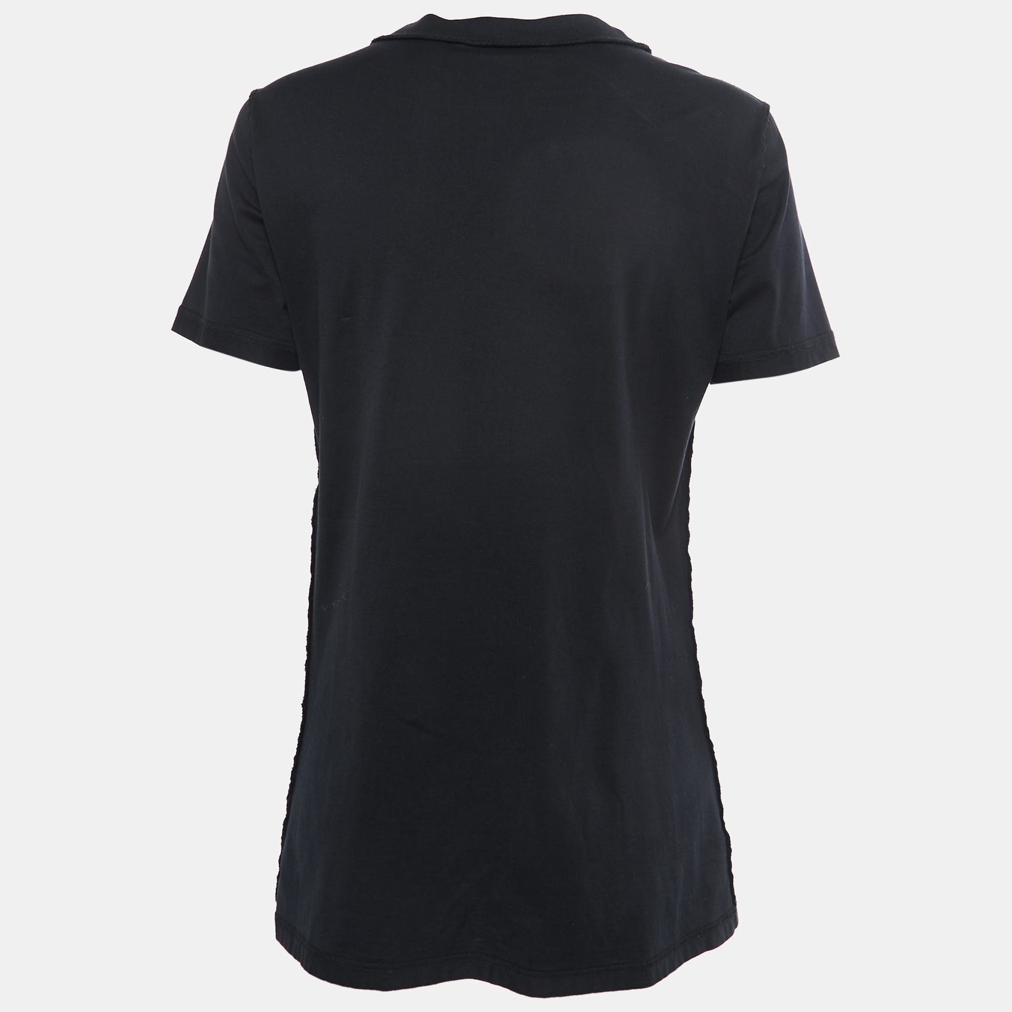 

D&G Black Cotton Rhinestone Embellished T-Shirt