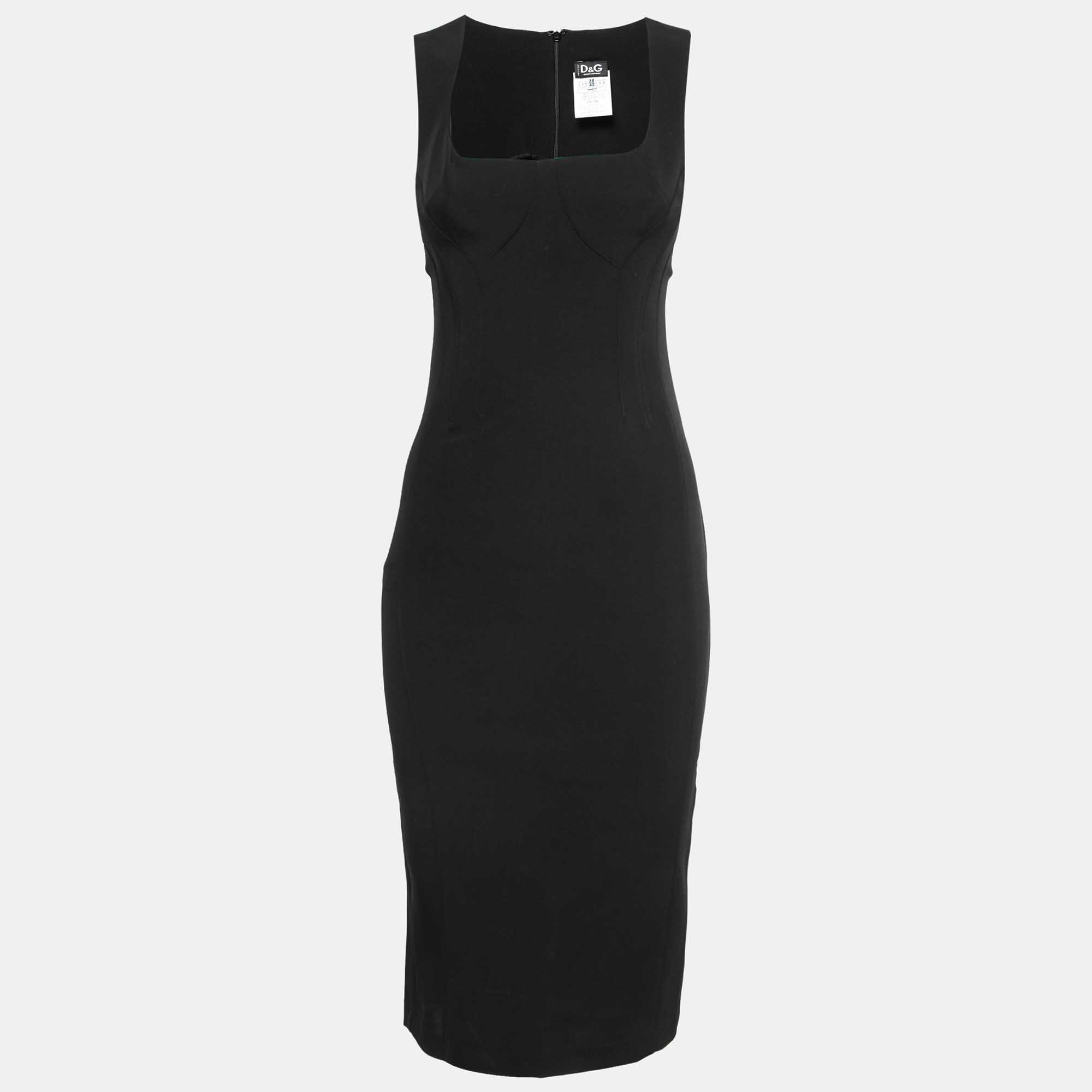 D&G Black Knit Sleeveless Sheath Dress M