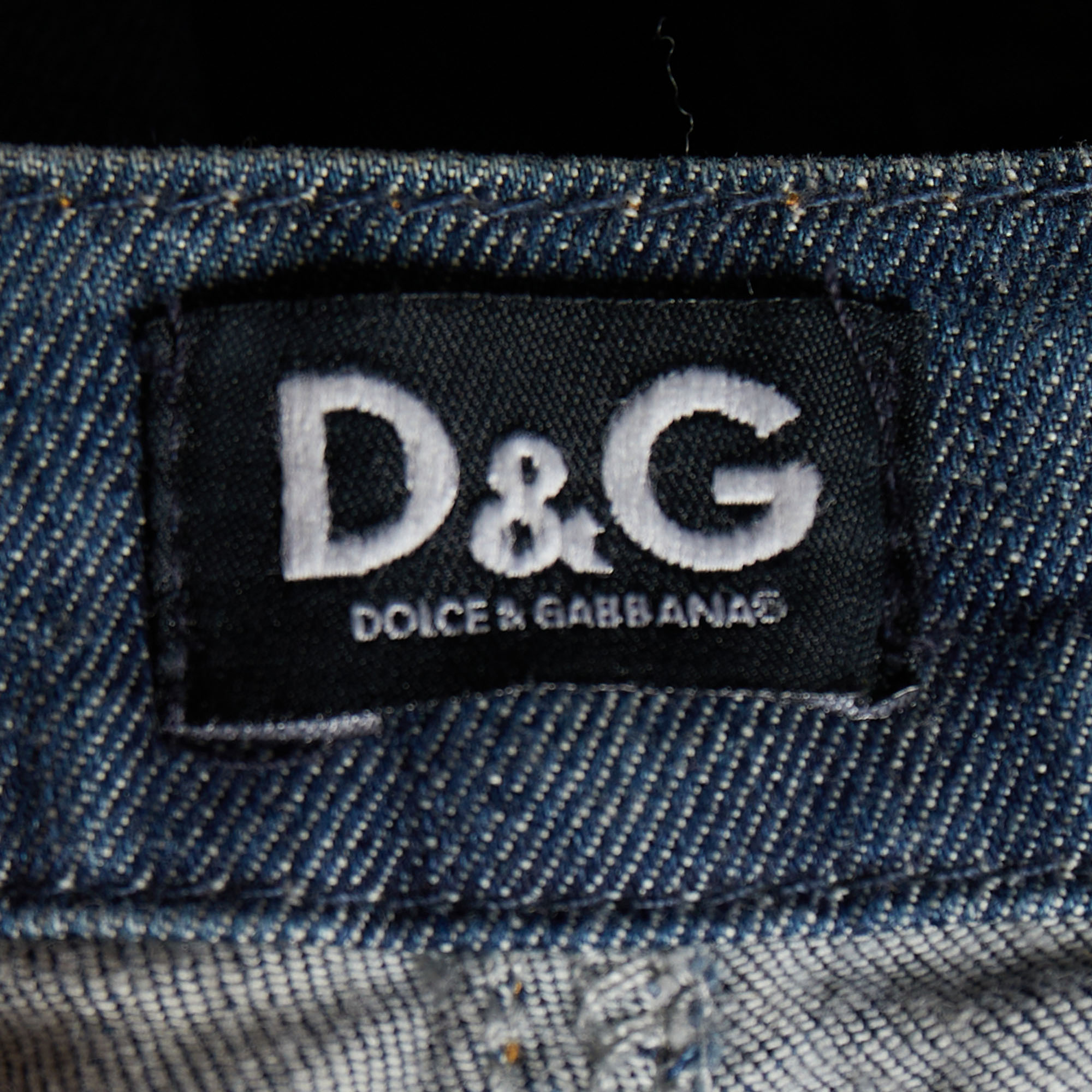 D&G Blue Distressed Denim Straight Leg Jeans M 