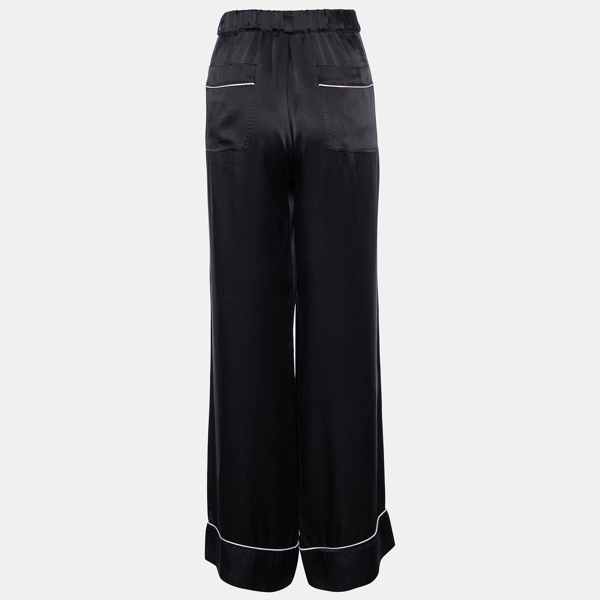 

D&G Black Satin Silk Wide Leg Pants
