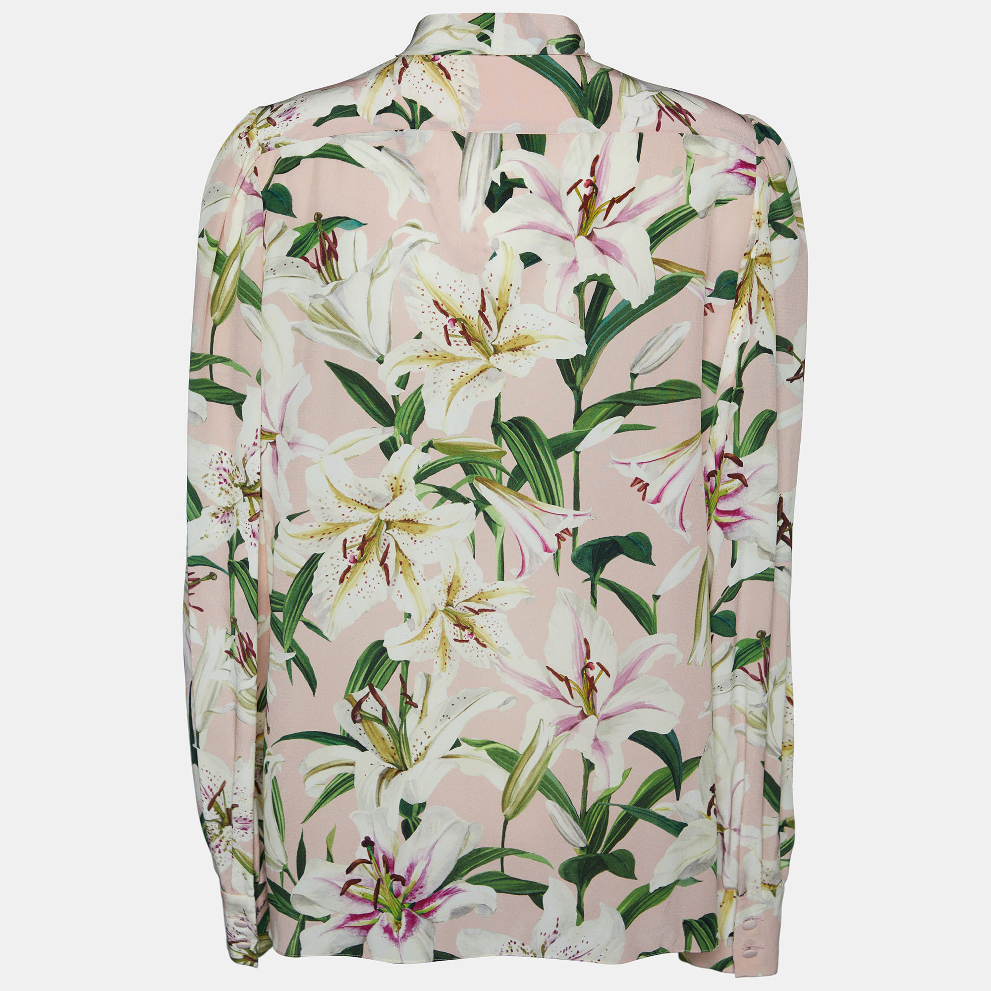 

Dolce & Gabbana Pink Floral Printed Silk Neck Tie Detail Shirt
