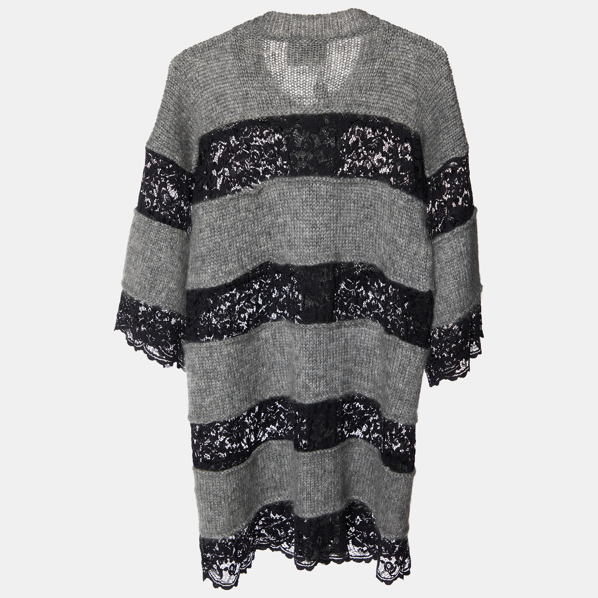 

D&G Grey and Black Striped Lace Knit Cardigan