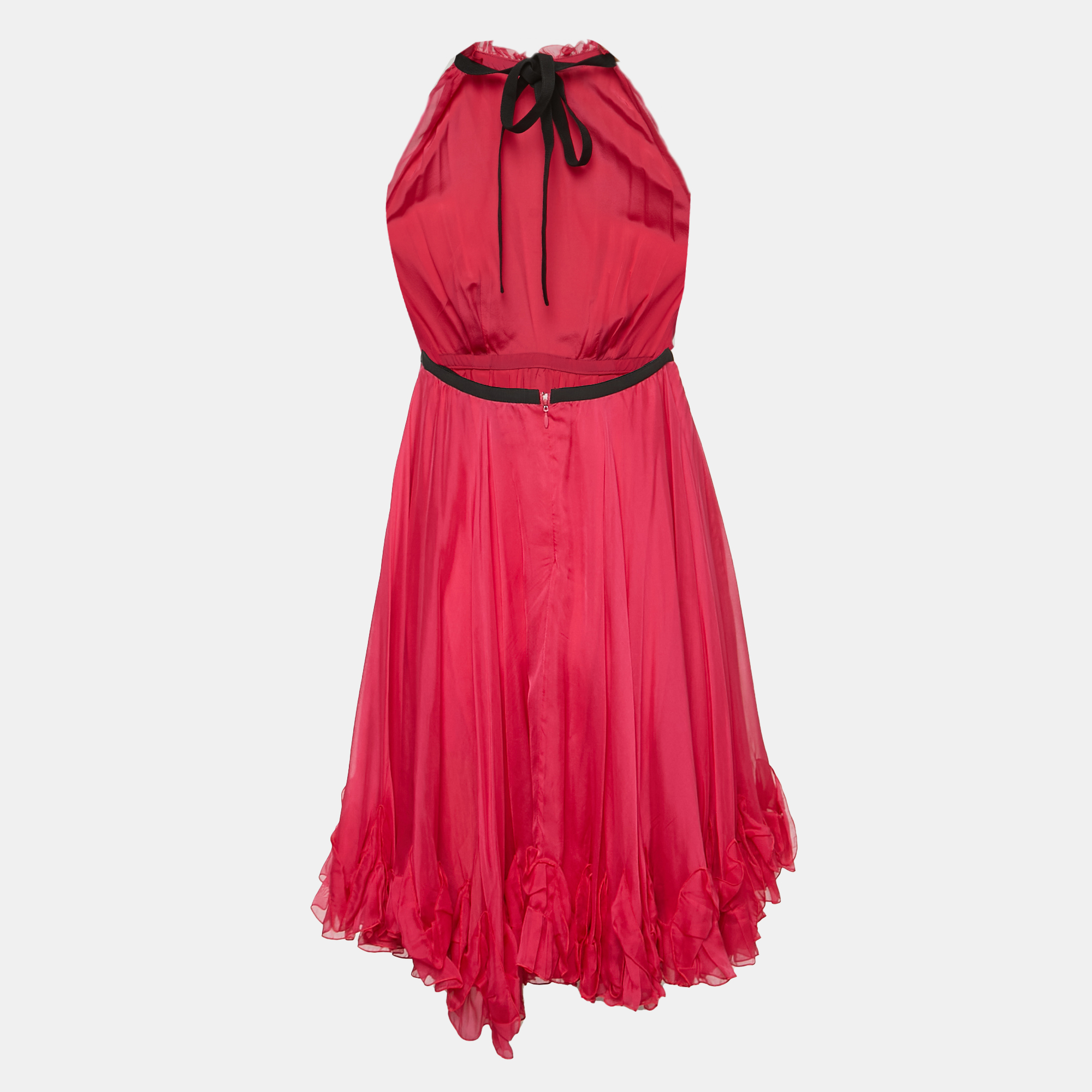 

D&G Pink Silk Halter Neck Flared Mini Dress