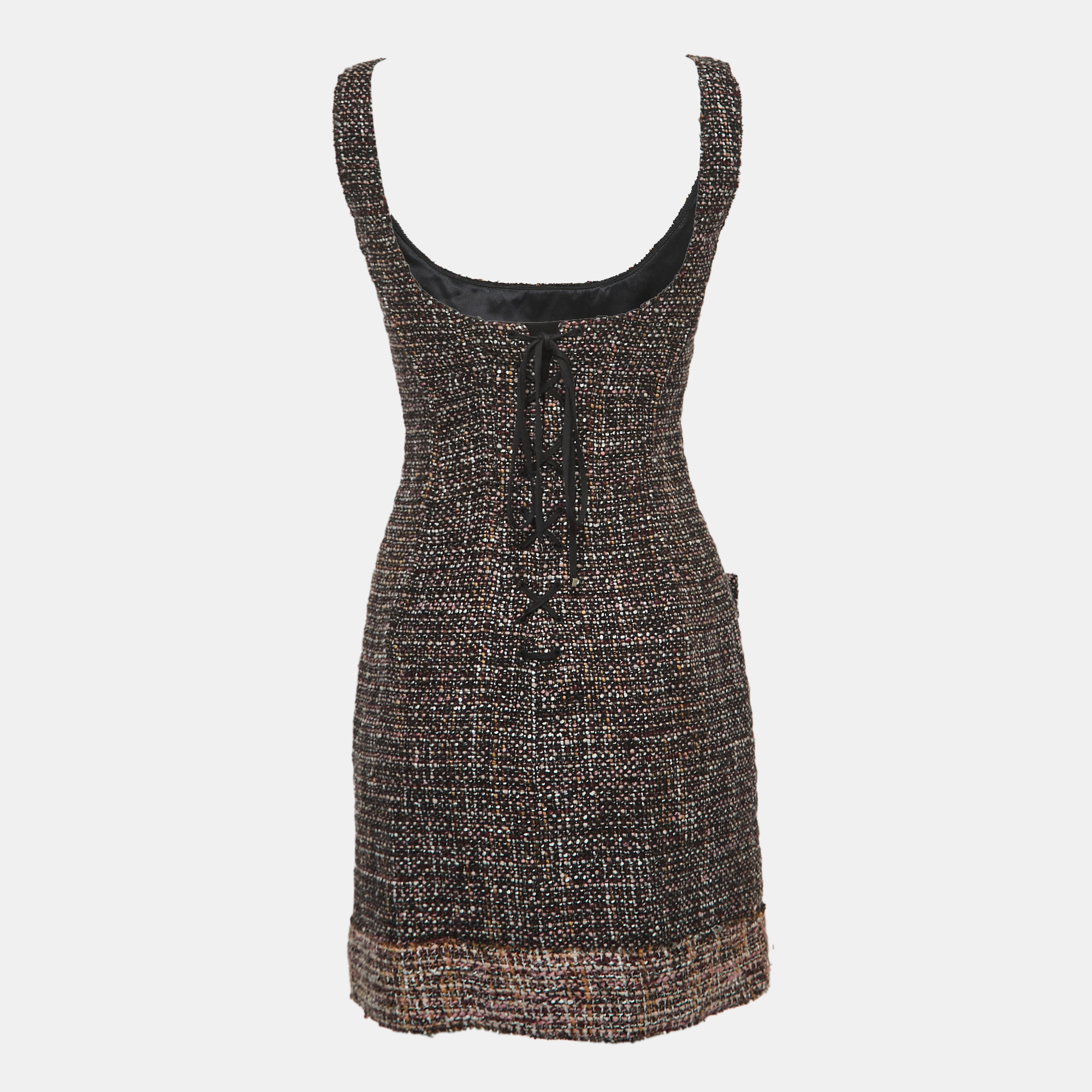 

D&G Black Tweed Coset Detailed Sleeveless Mini Dress