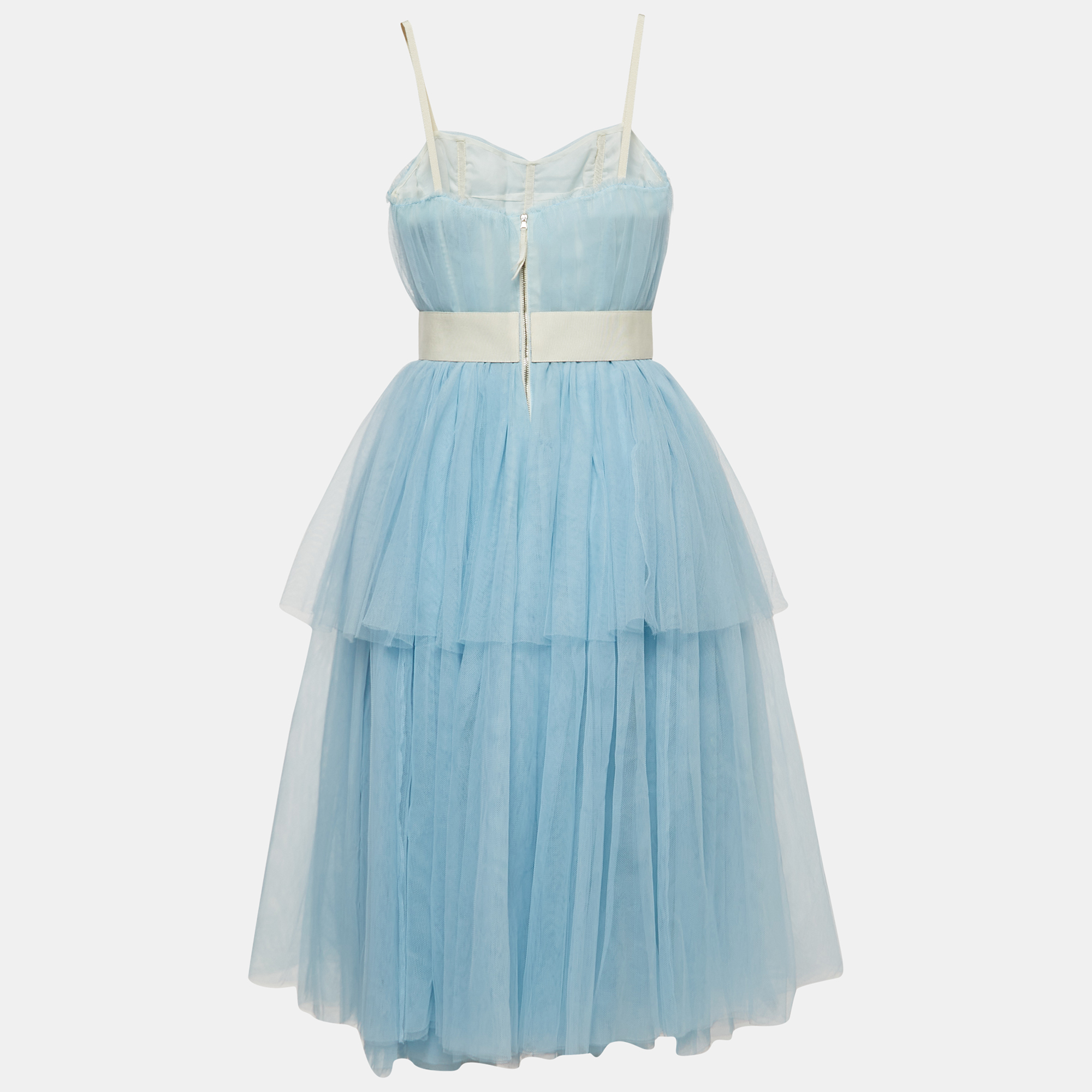 

D&G Light Blue Tulle Strappy Midi Dress