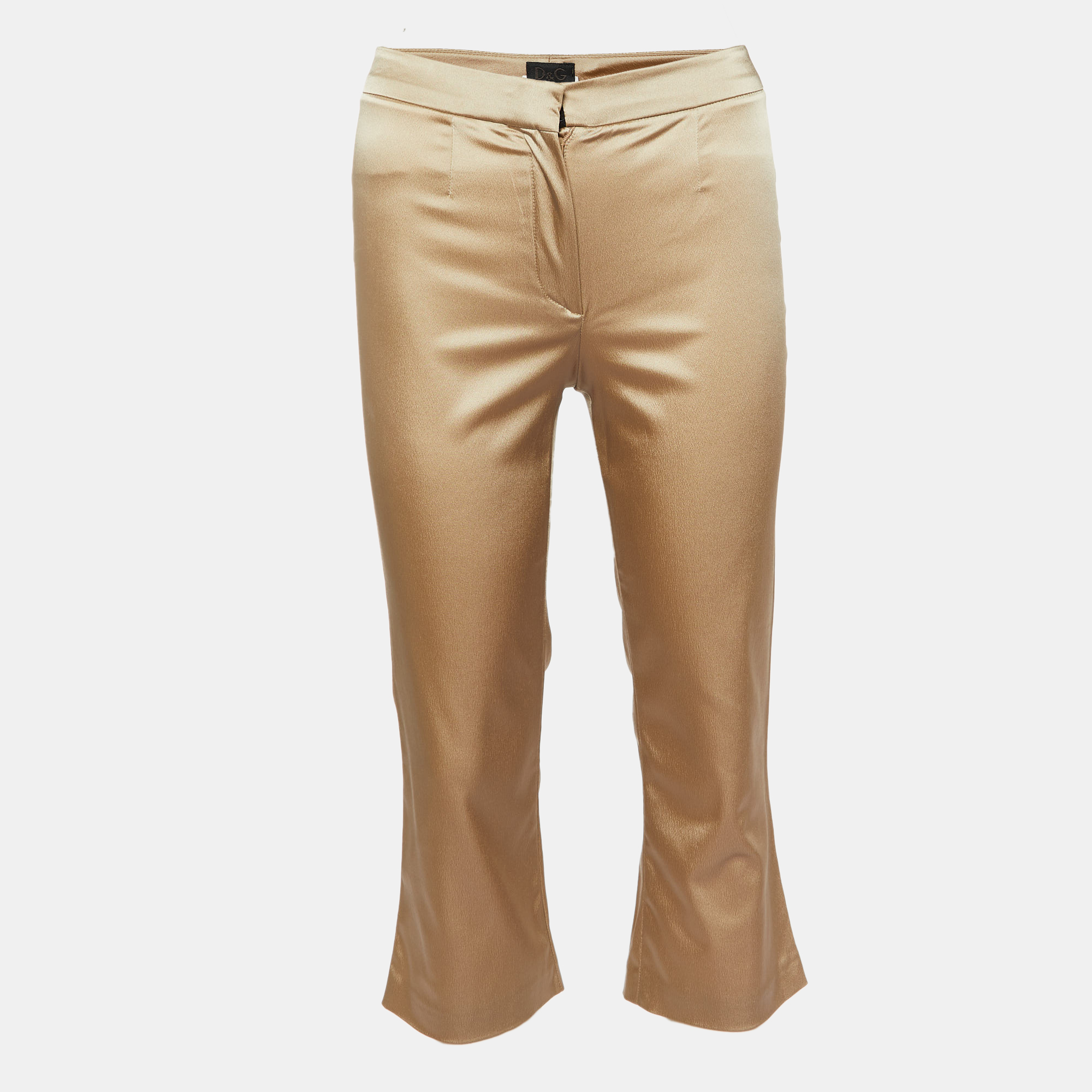 Pre-owned D & G Gold Stretch Crepe Capri Pants S