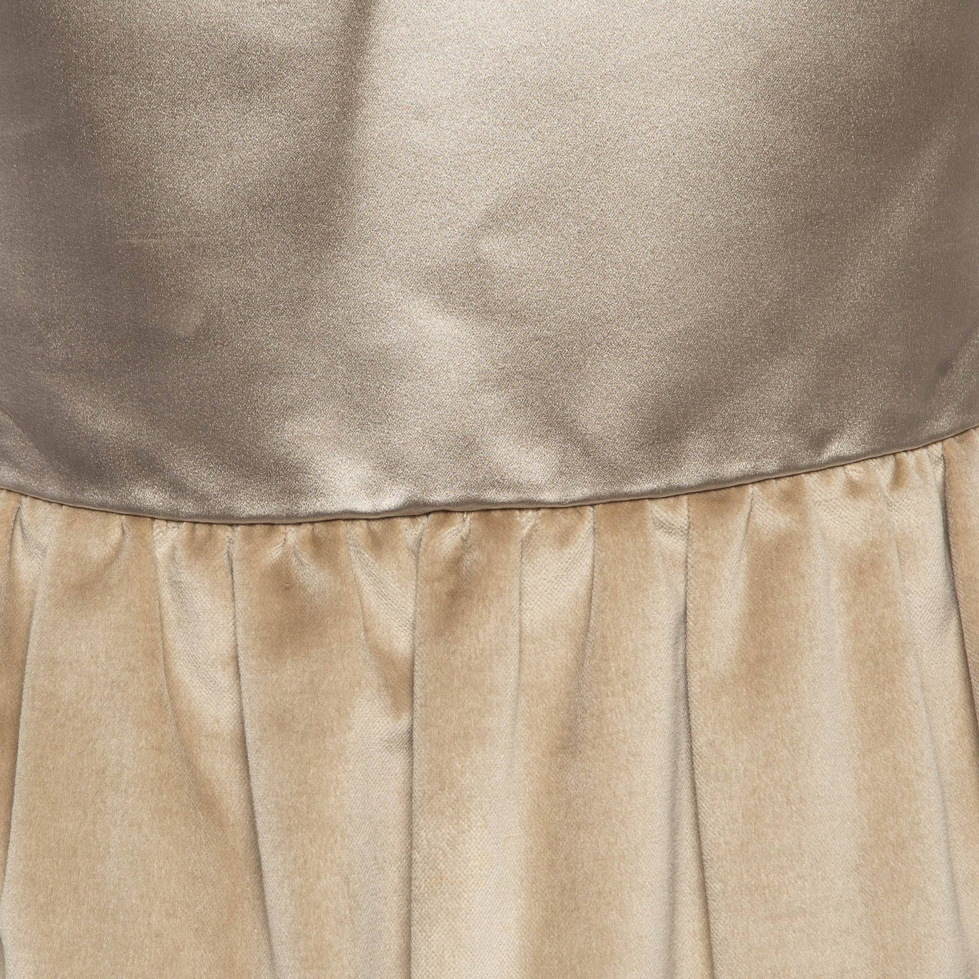D&G Gold Satin and Velvet Sleeveless Mini Dress M 