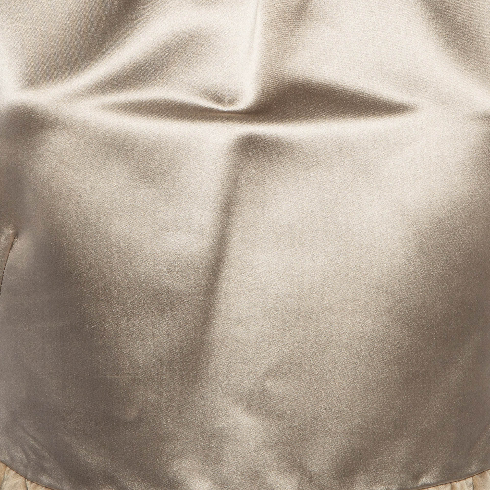 D&G Gold Satin and Velvet Sleeveless Mini Dress M 