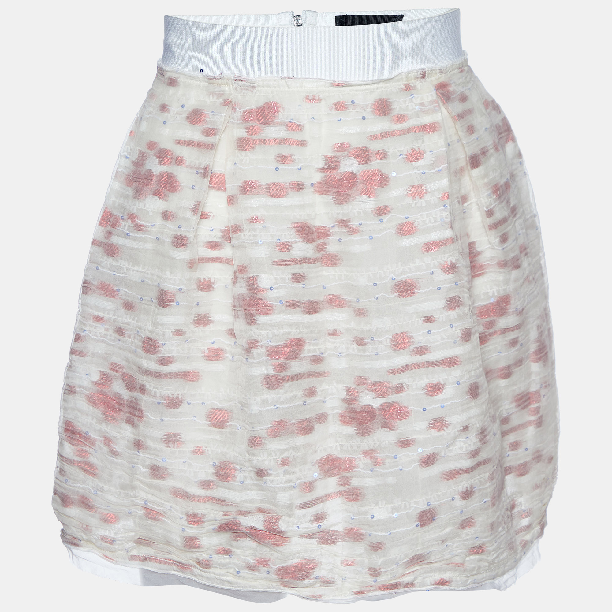 Pre-owned D & G White Fil Coupe Silk Mini Skirt Xs