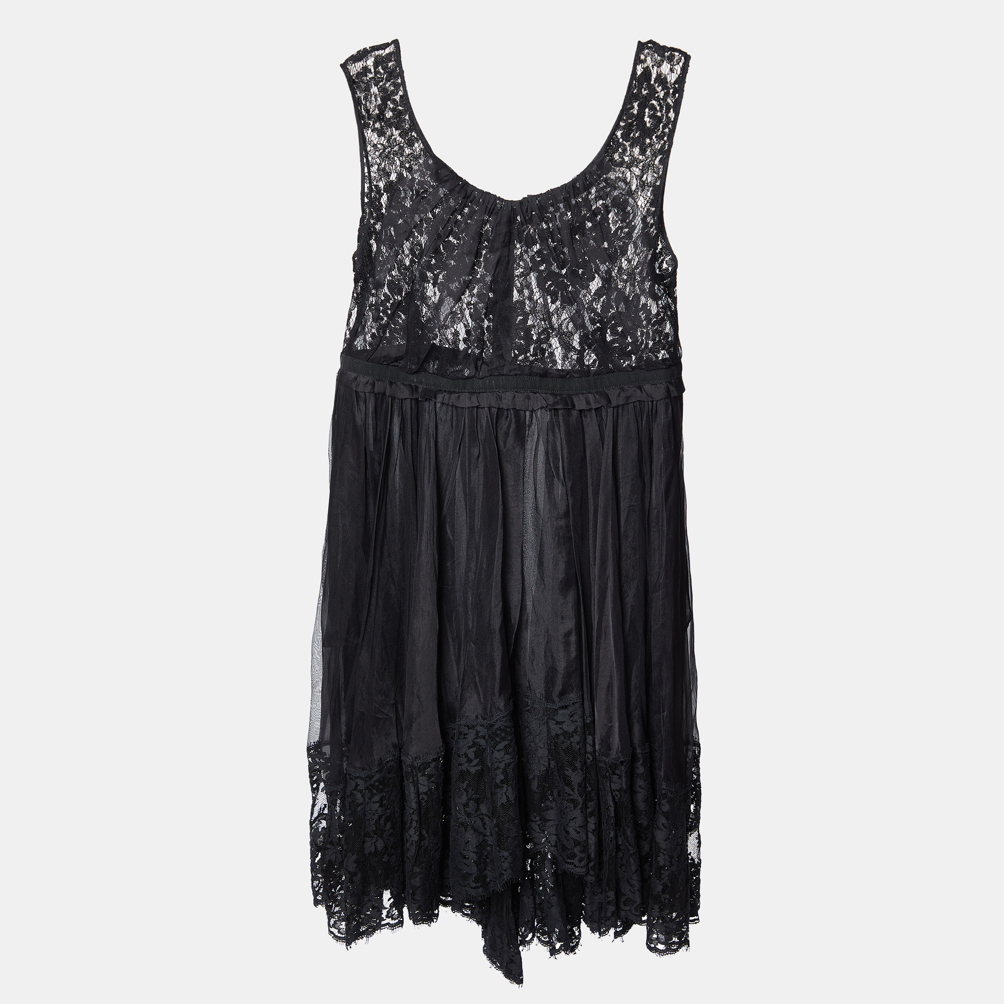 

D&G Black Lace & Silk Sheer Sleeveless Midi Dress L