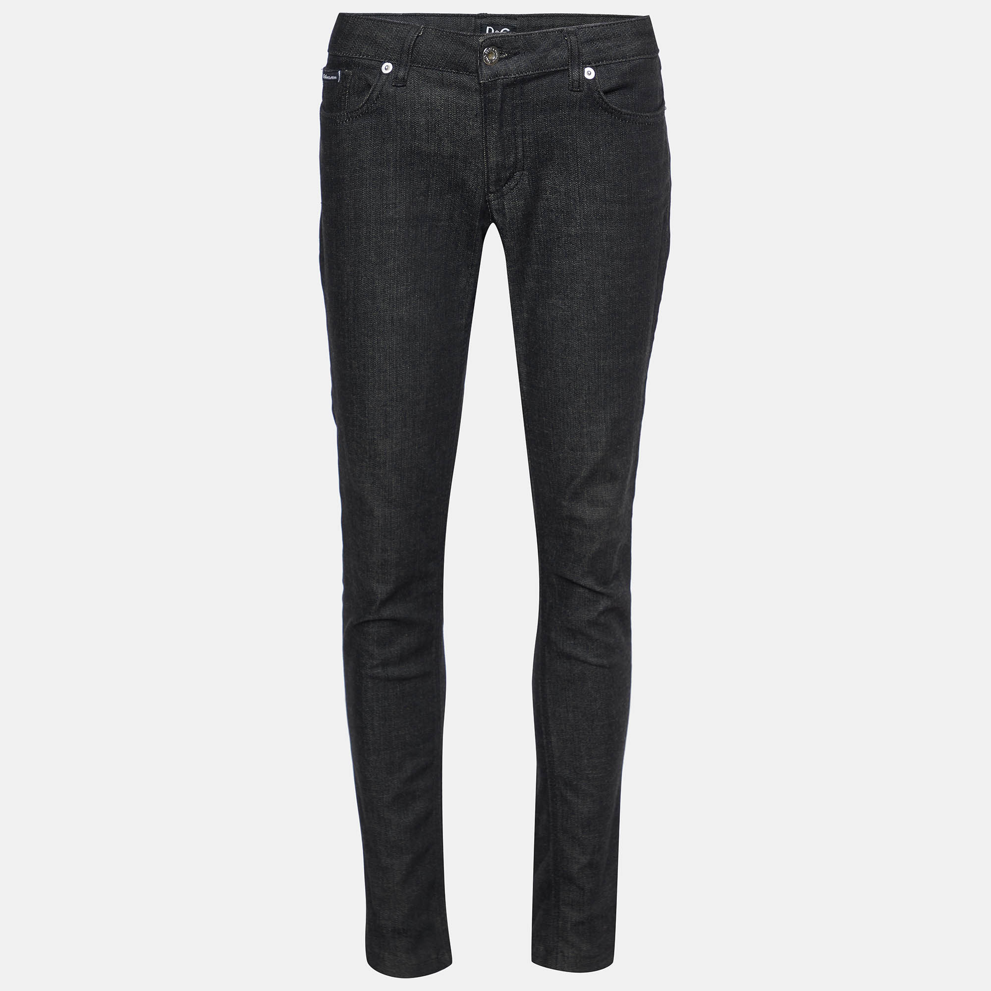 Pre-owned D & G Black Denim Slim Fit Jeans M/waist 32"