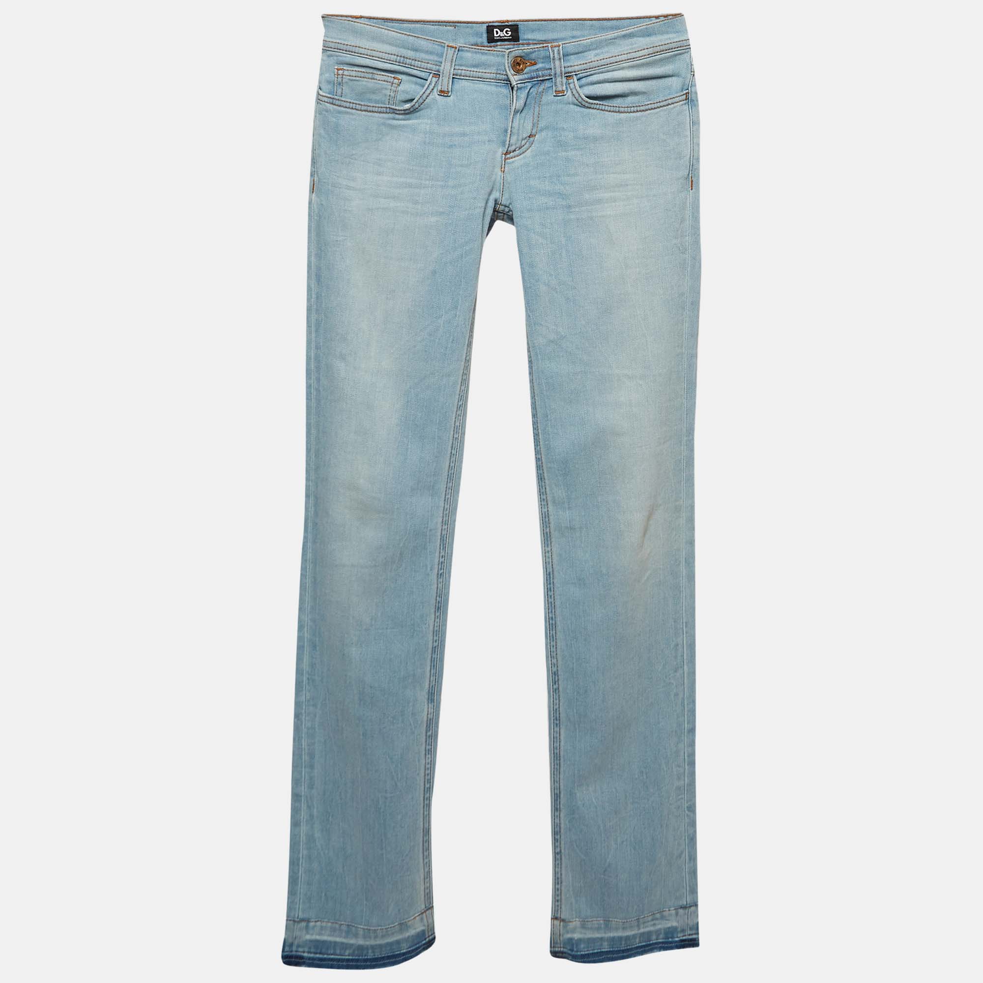 

D&G Blue Washed Denim Low Waist Tight Fit Jeans S Waist 25"