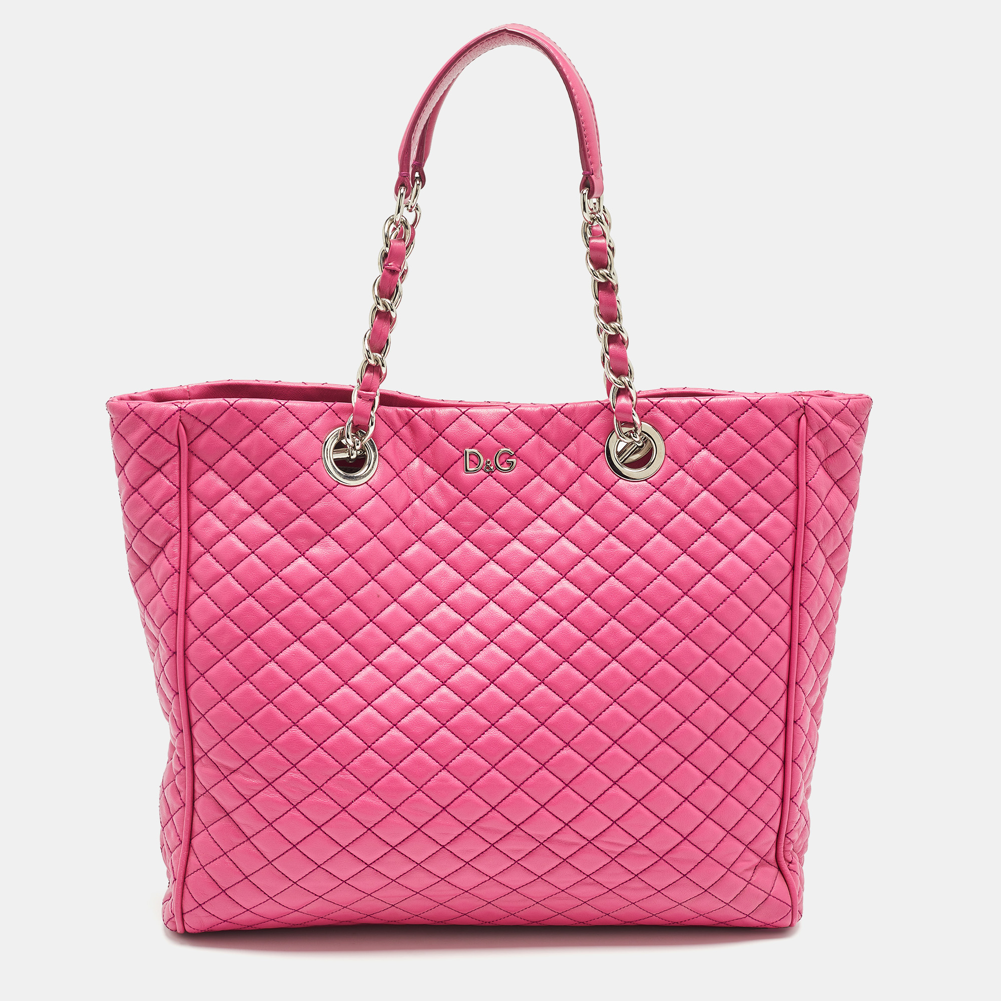 

D&G Pink Quilted Leather Lily Glam Tote