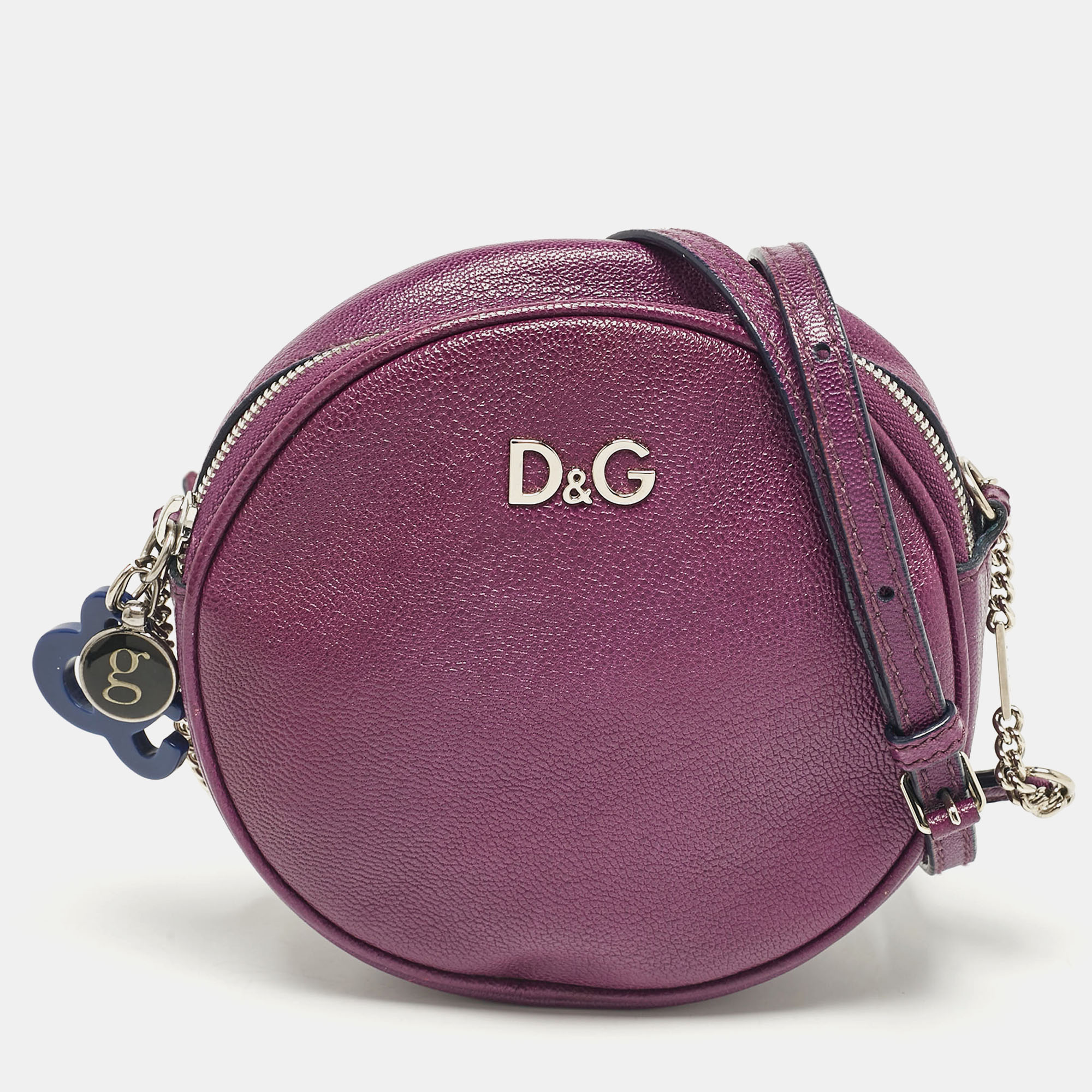 

Dolce & Gabbana Purple Leather Ariette Round Crossbody Bag