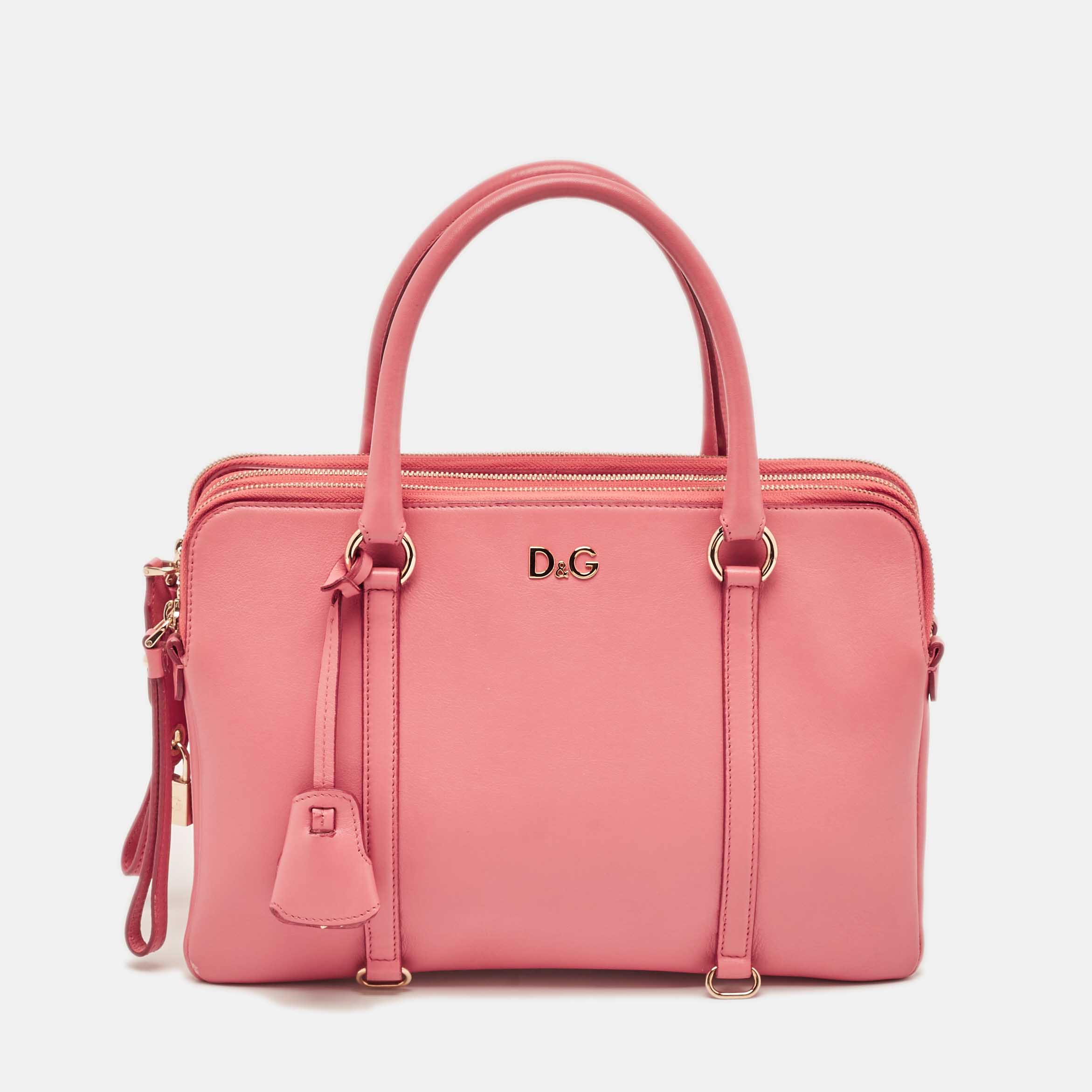 

D&G Pink Leather Lily Twist Satchel