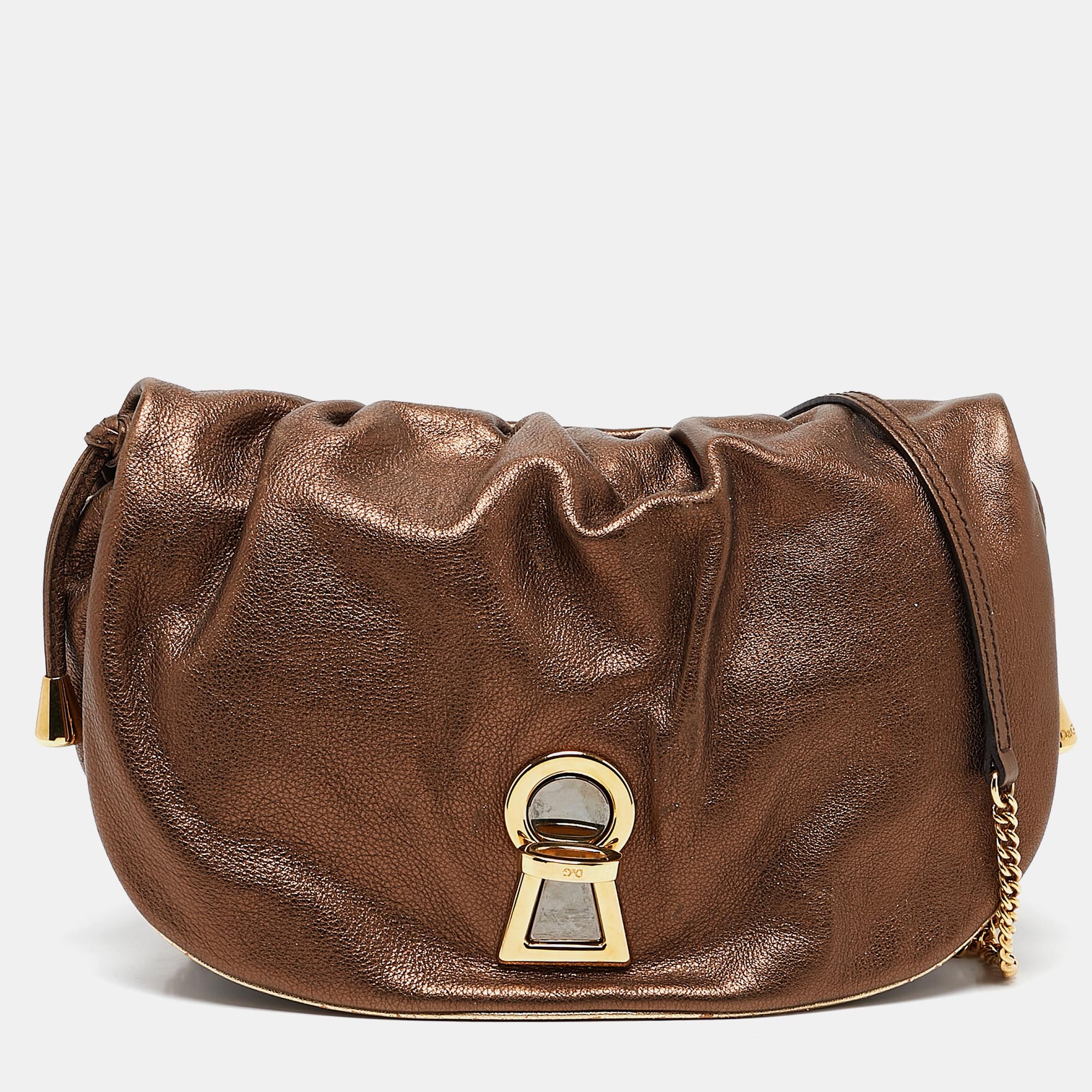 

D&G Bronze Leather Vlada Shoulder Bag, Metallic