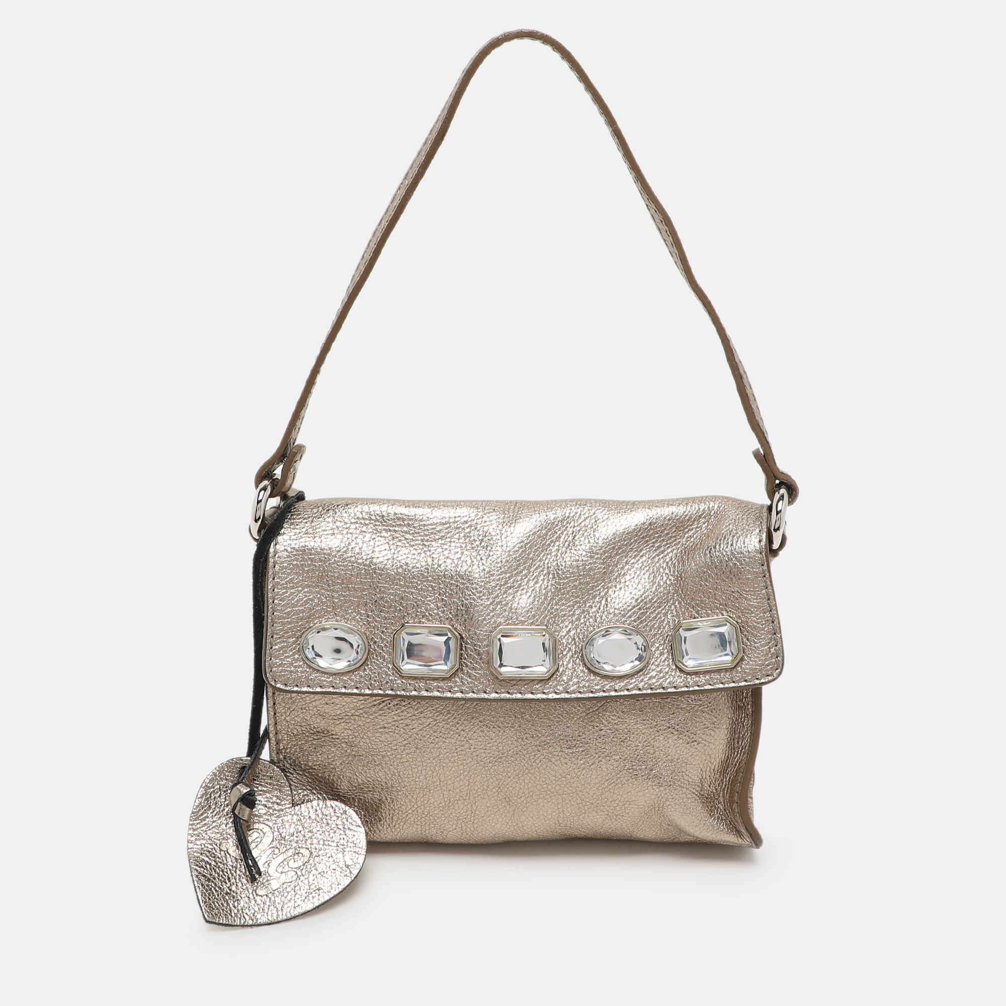 

D&G Gold Leather Embellished Shoulder Bag