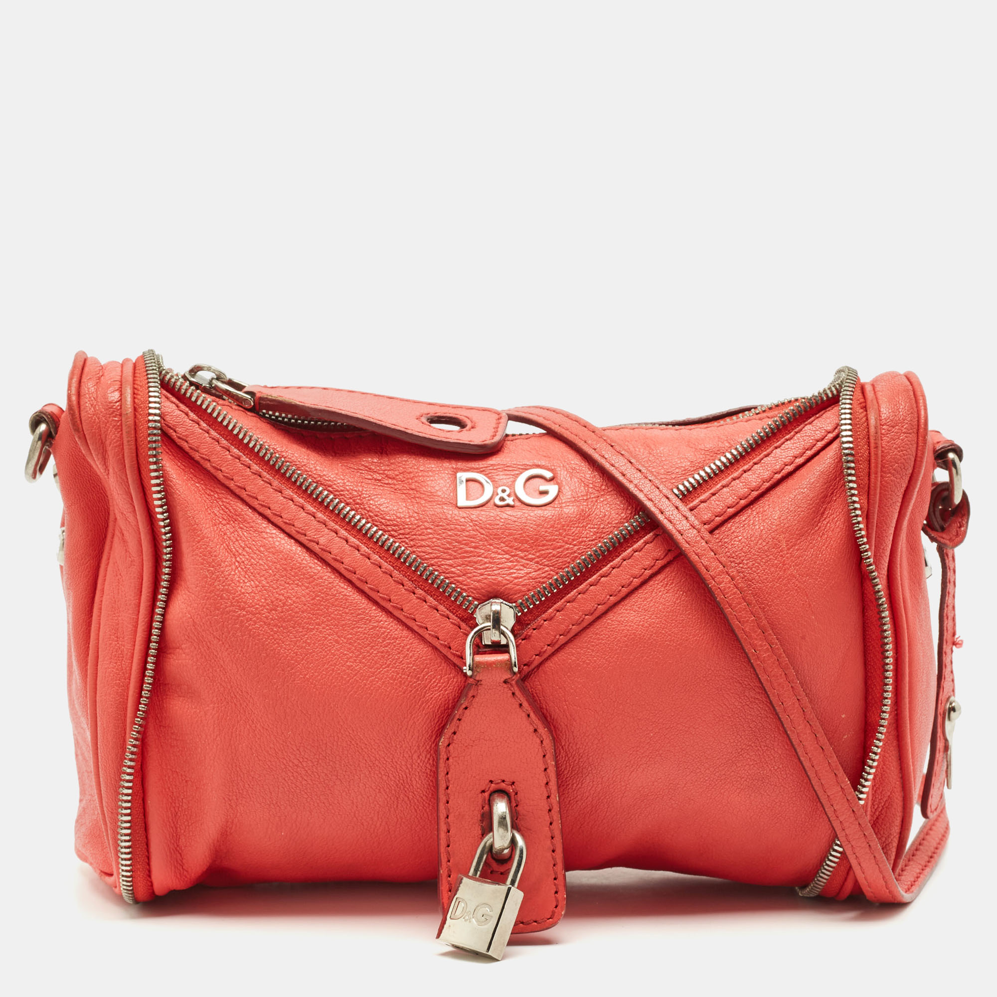 

D&G Brick Red Leather Vilma Crossbody Bag