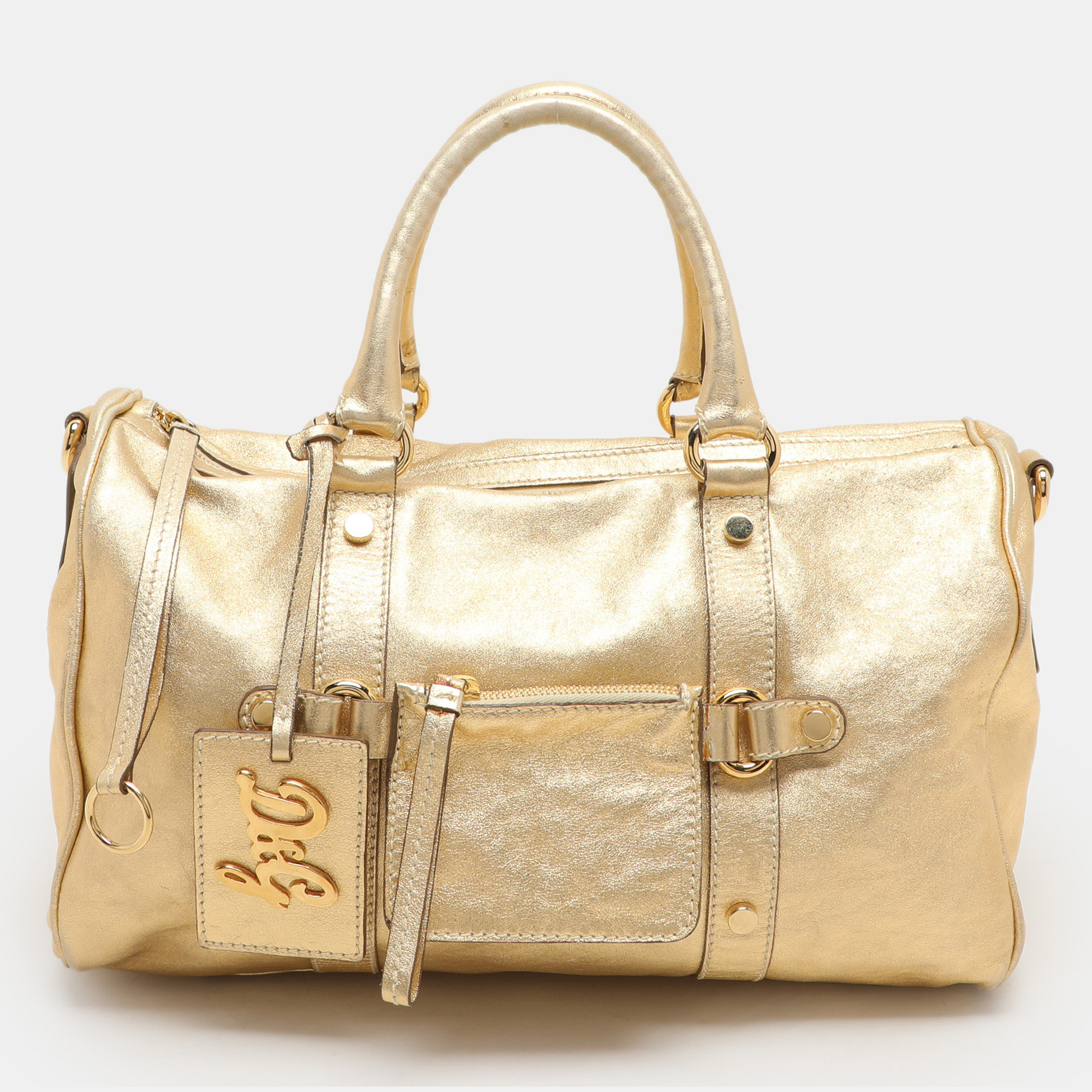 

D&G Gold Leather Boston Bag