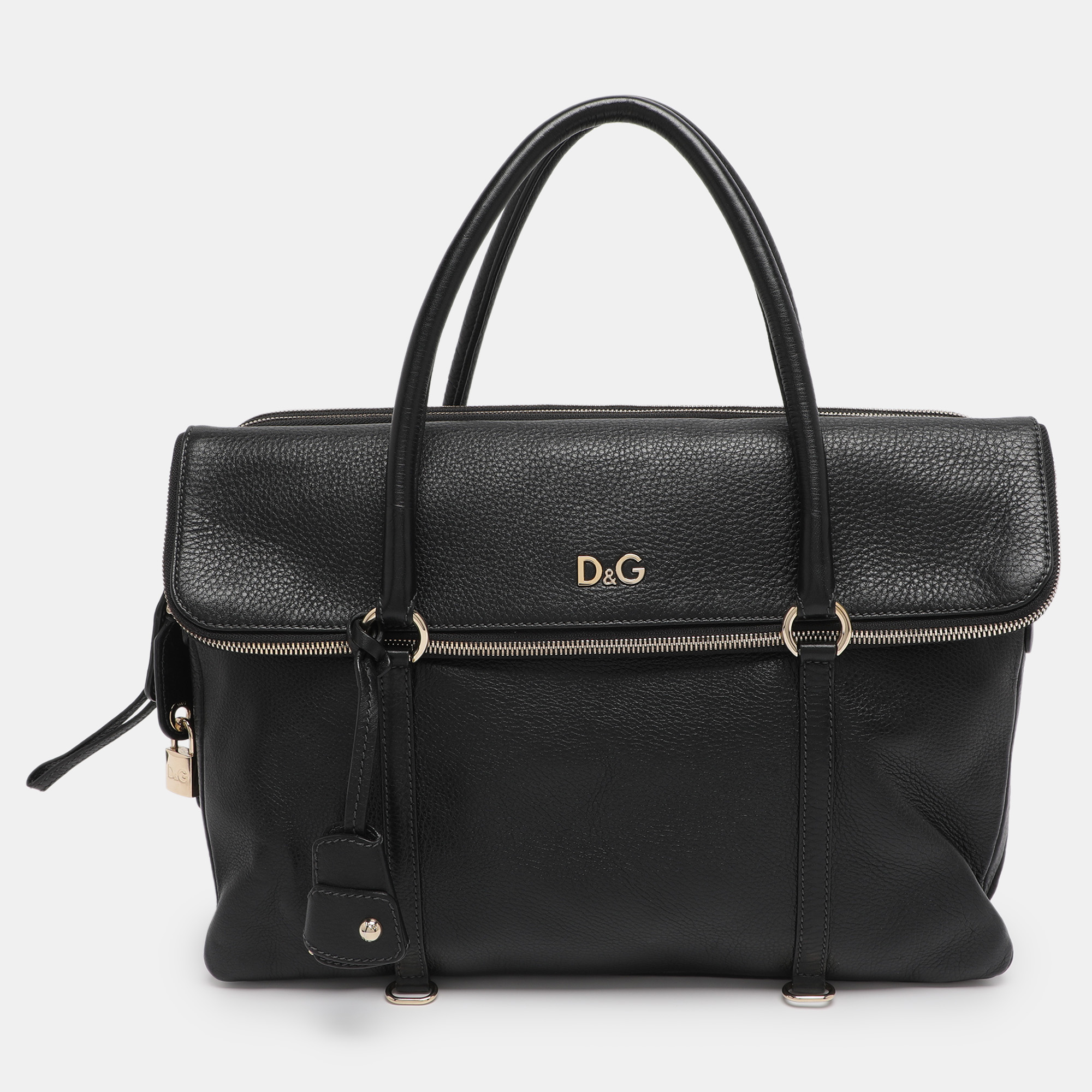 Pre-owned D & G Black Leather Lily Twist Satchel