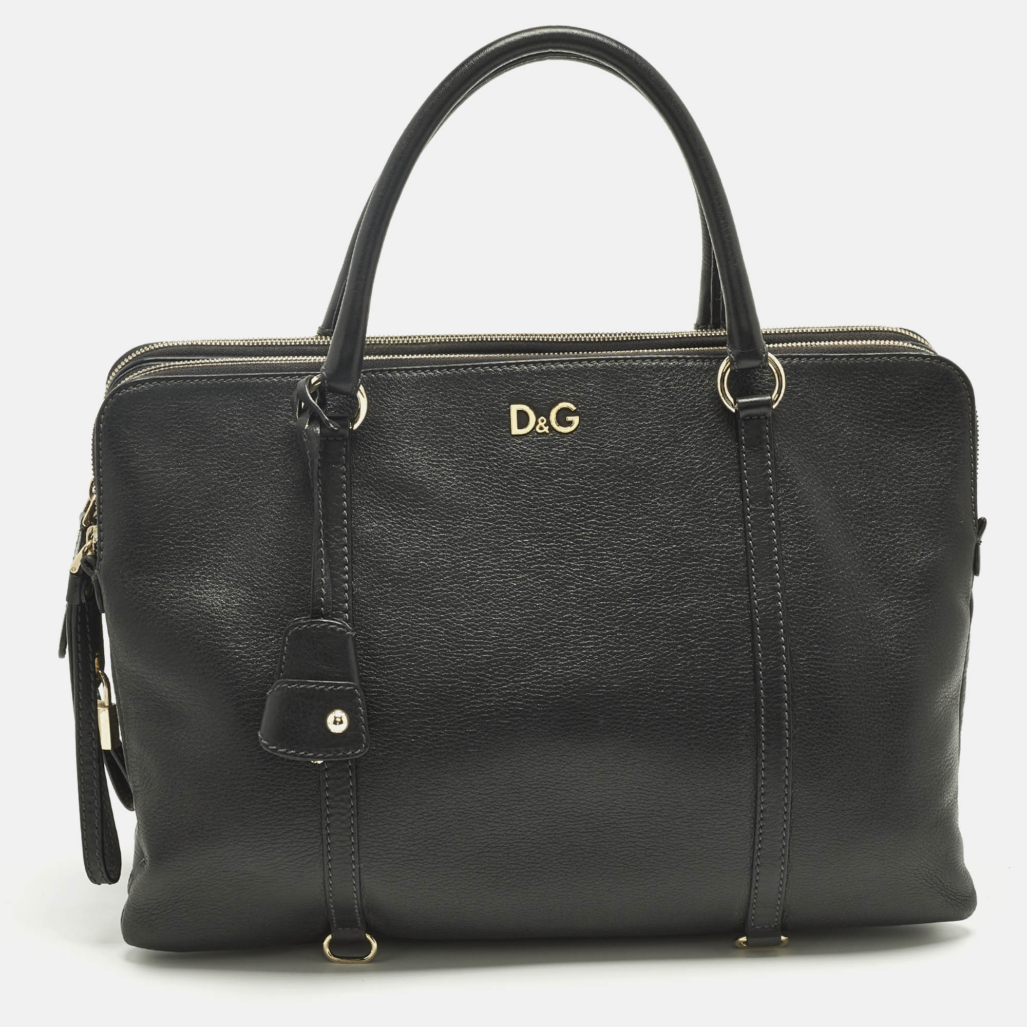 Pre-owned D & G Lily Twist Black Leather Laptop Bag