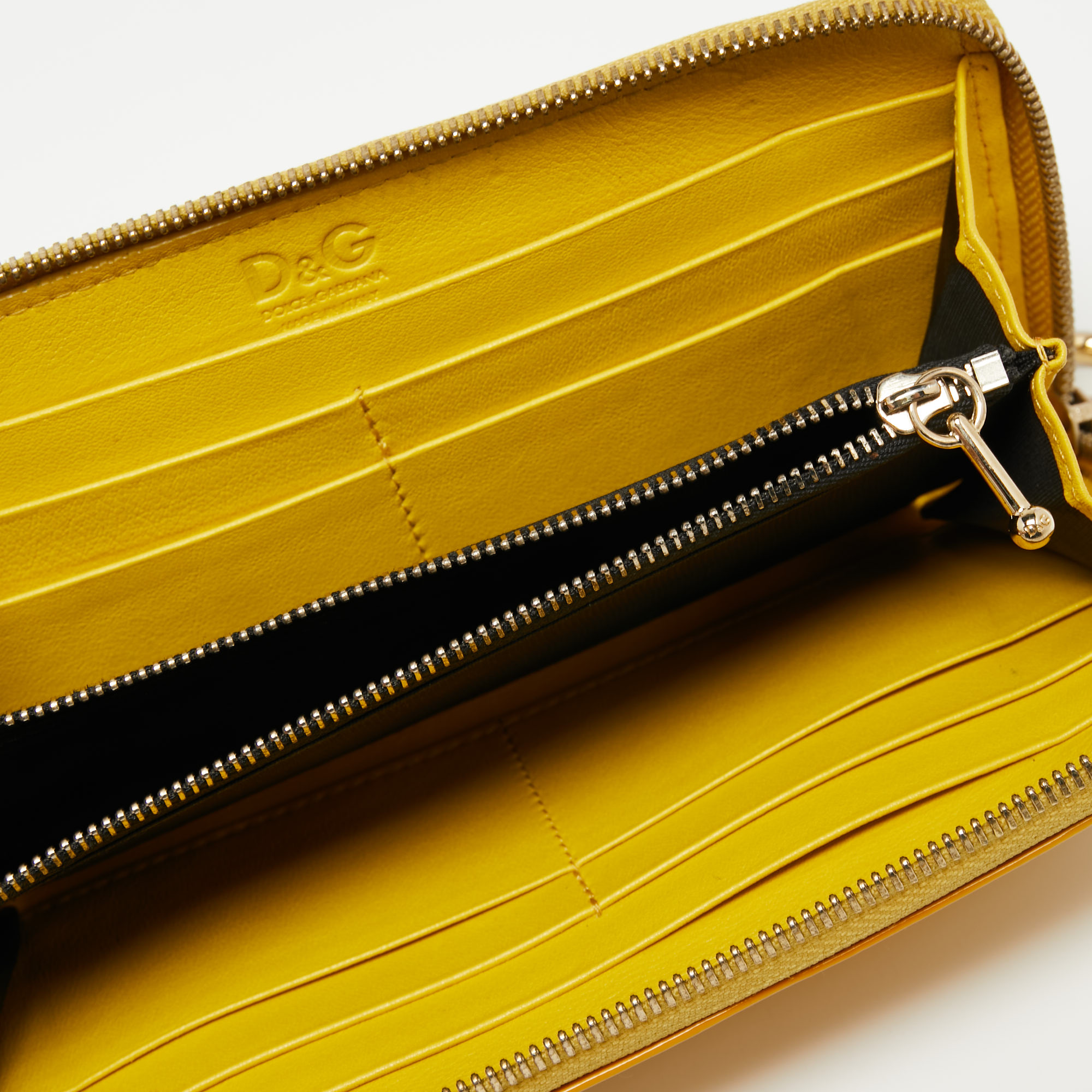 

D&G Yellow Patent Leather Zip Around Wallet