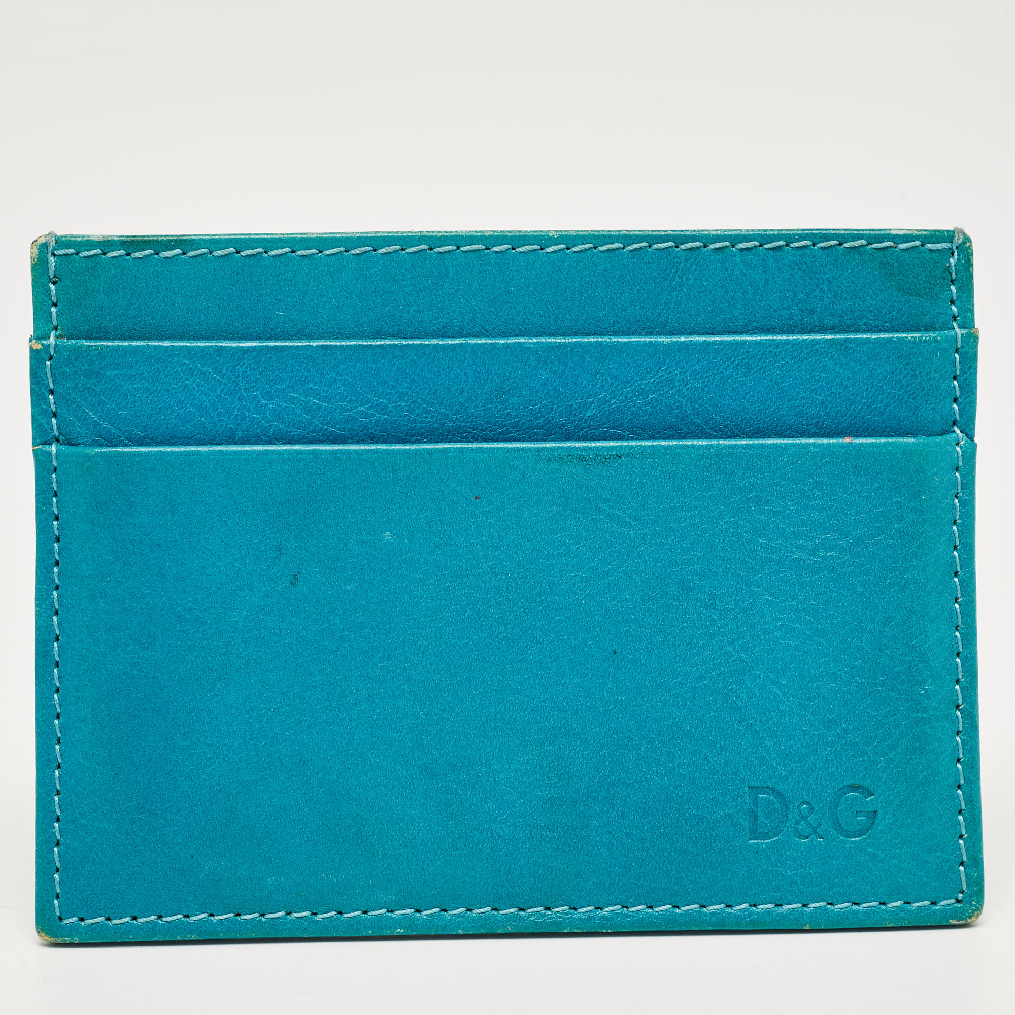 Pre-owned D & G Turquoise Blue Leather Card Holder