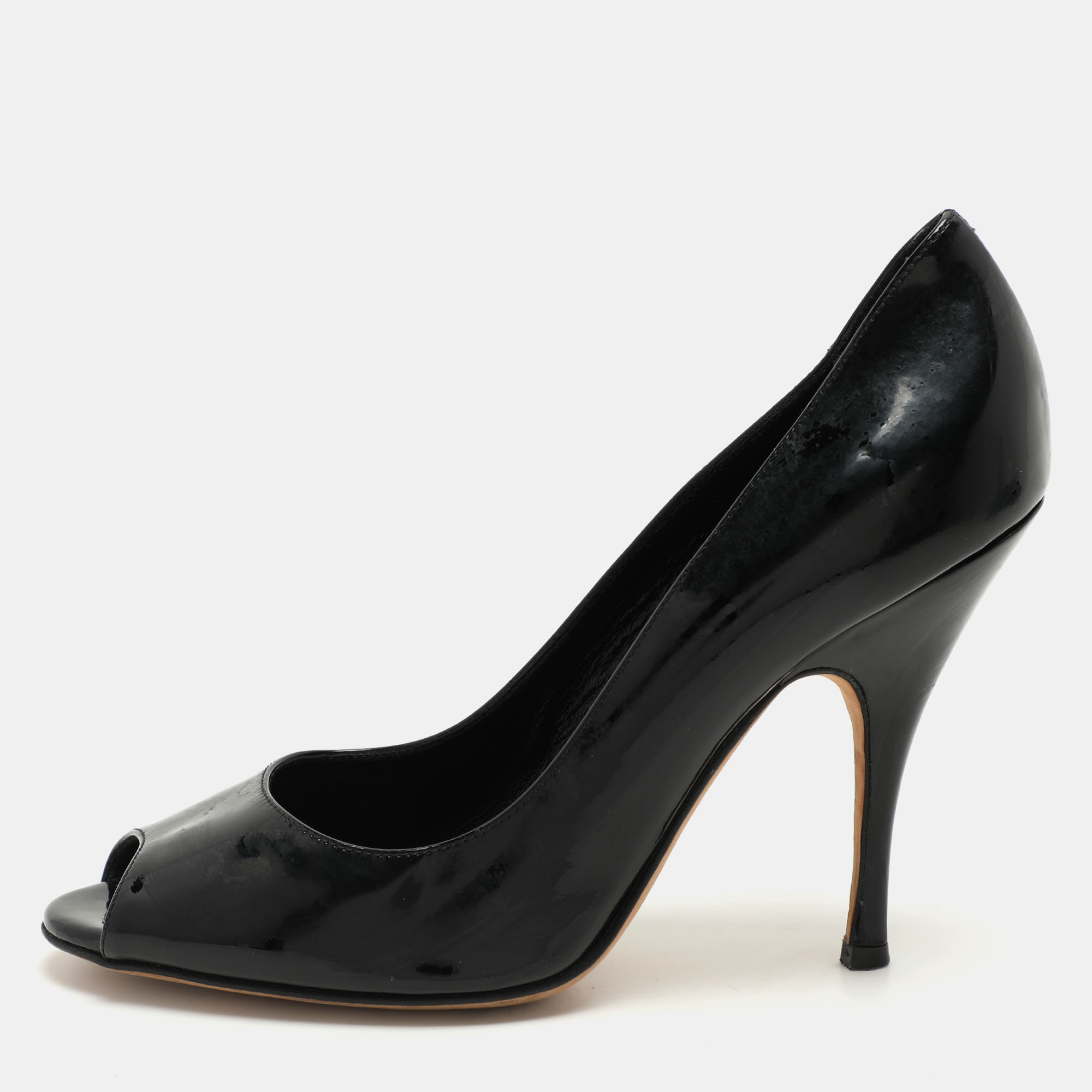 

D&G Black Patent Leather Peep Toe Pumps Size