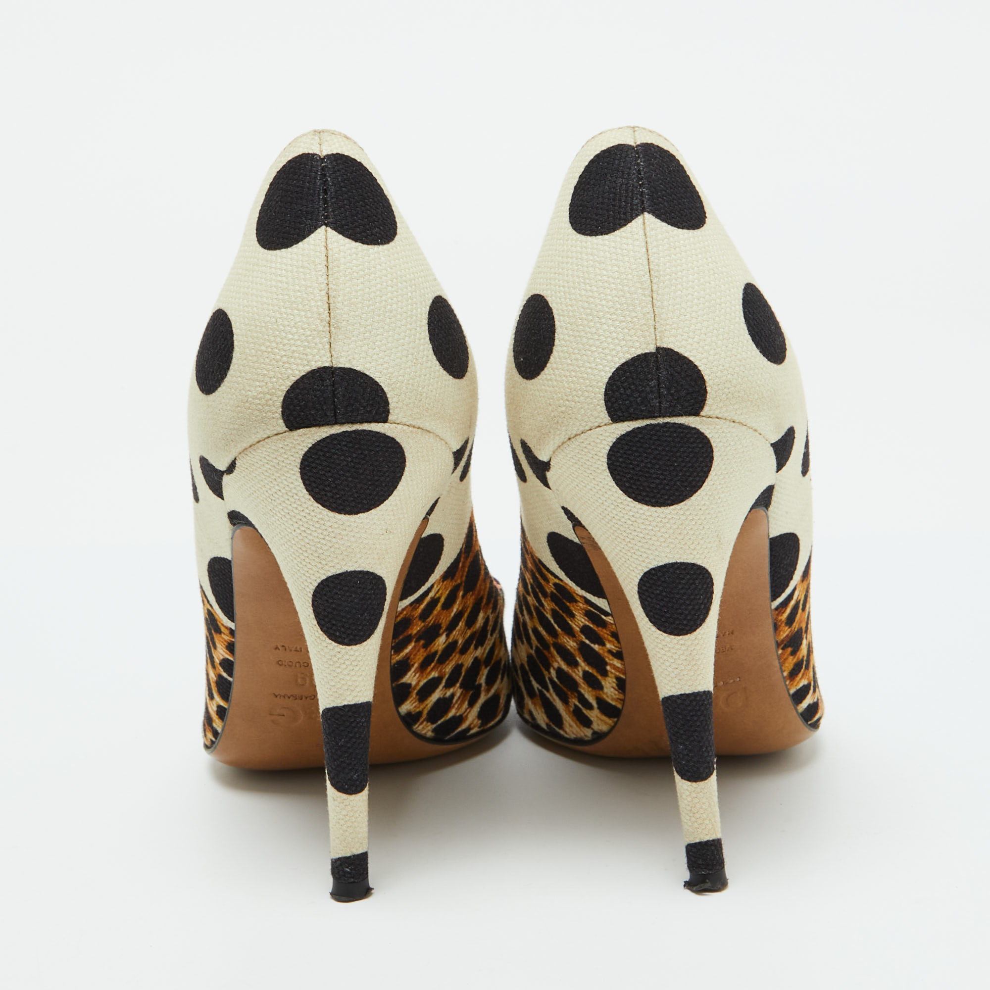 D&G Multicolor Printed Canvas Peep Toe Pumps Size 39 