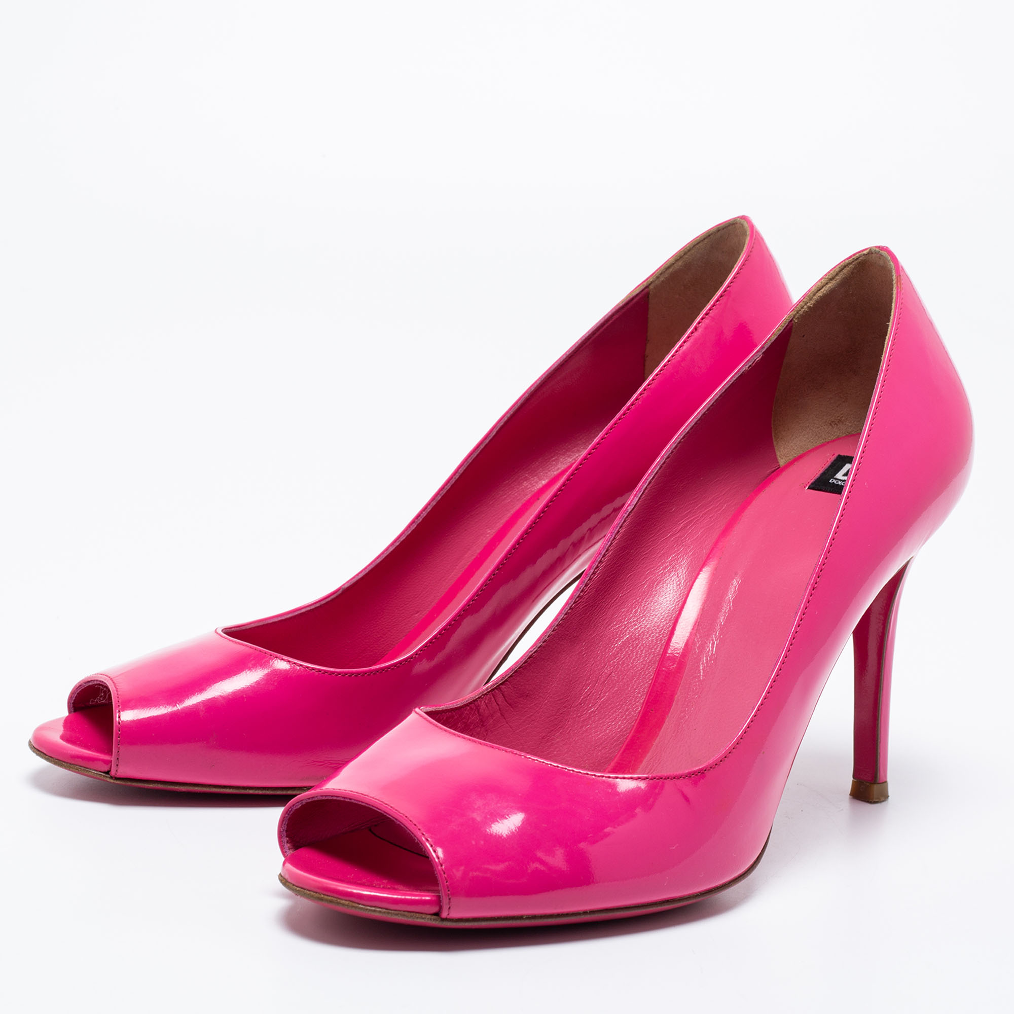 

D&G Pink Patent Leather Peep Toe Pumps Size