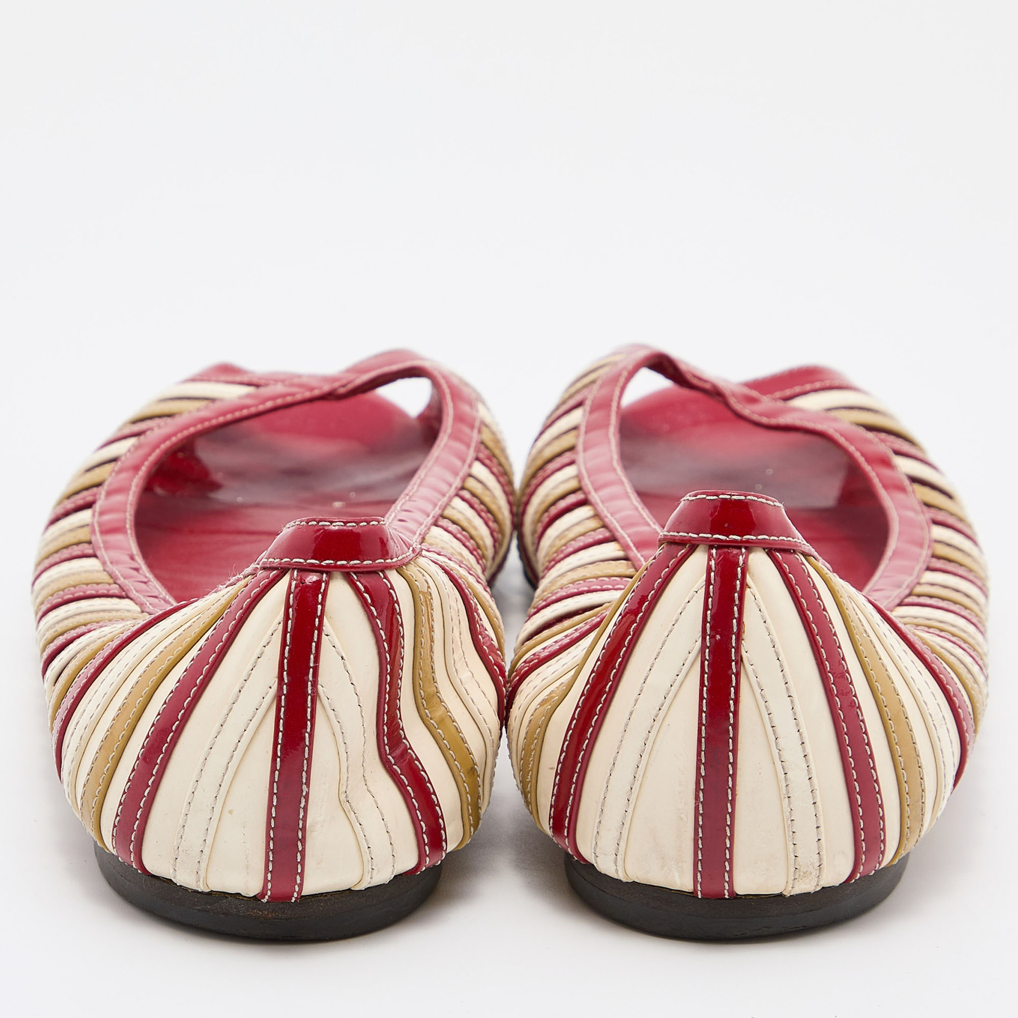 D&G Tri Color Patent Leather Open Toe Flats Size 40 