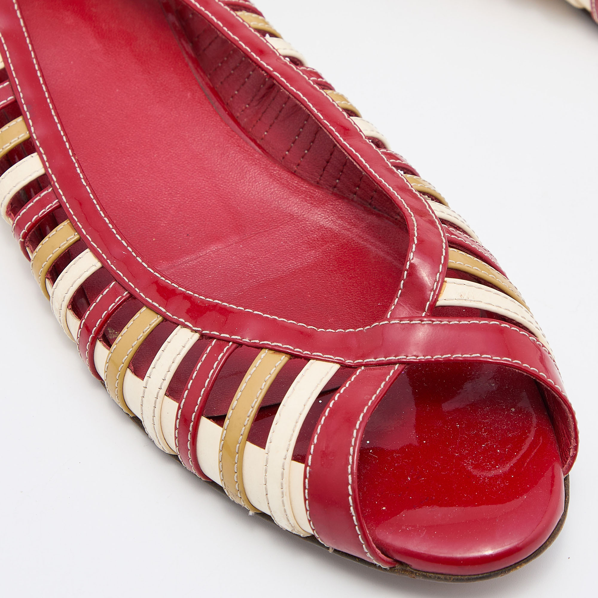 D&G Tri Color Patent Leather Open Toe Flats Size 40 