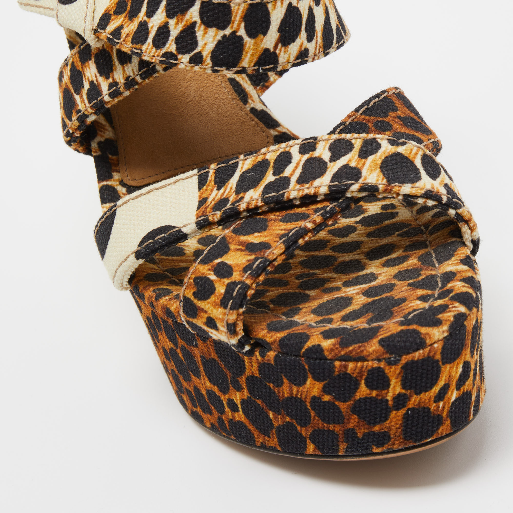 D&G Multicolor Canvas Wedge Platform Sandals Size 39 