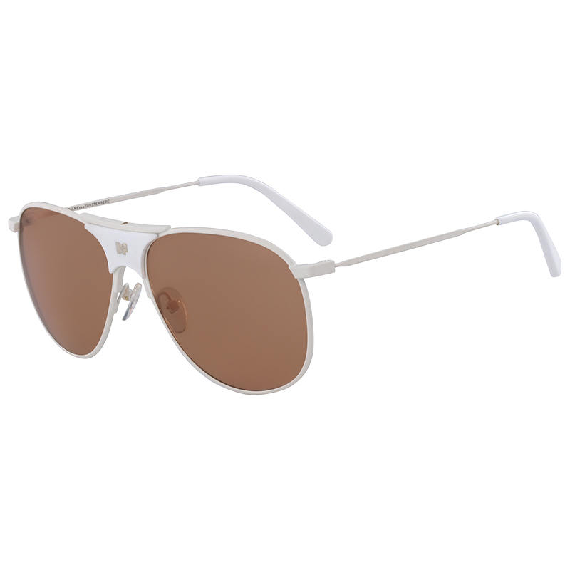 

Diane Von Furstenberg White DVF143S Fiona Aviator Sunglasses