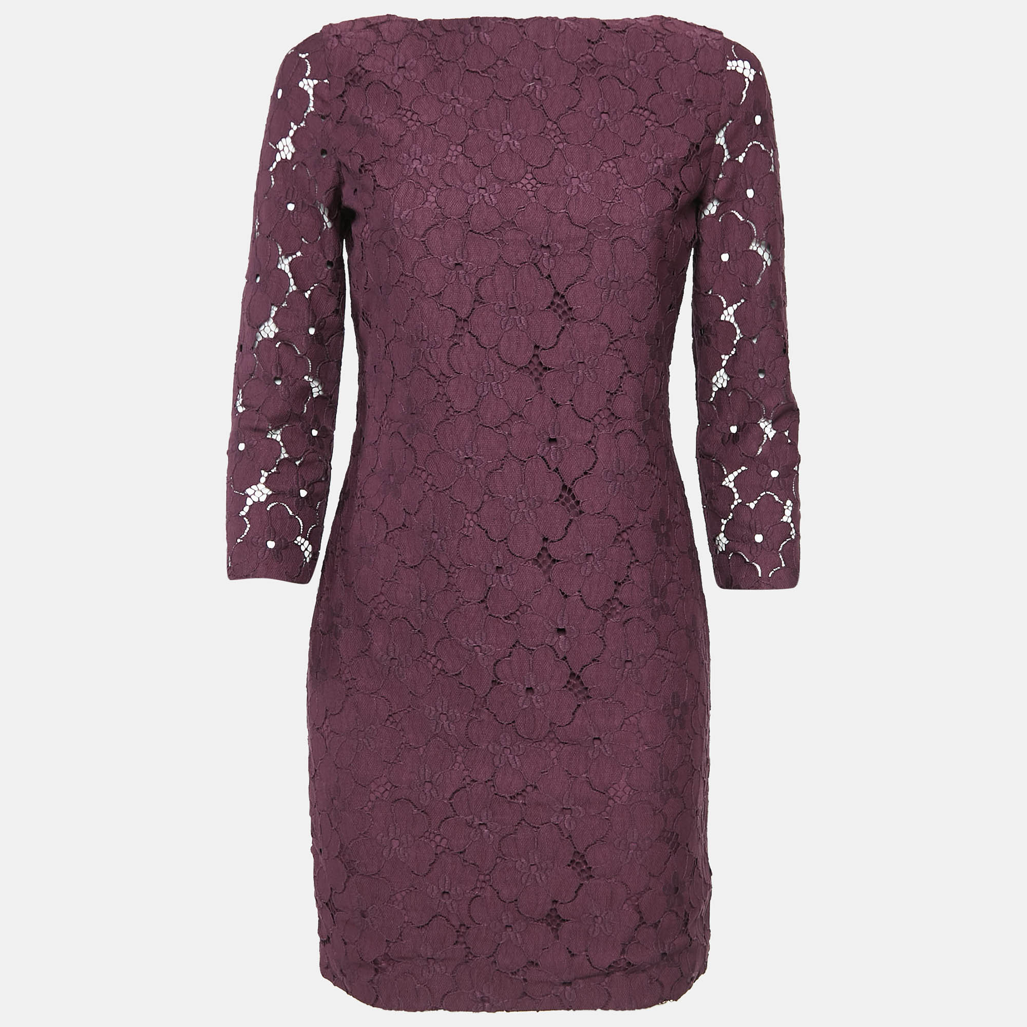 

Diane Von Furstenberg Burgundy Sarita Flower Lace Shift Dress S