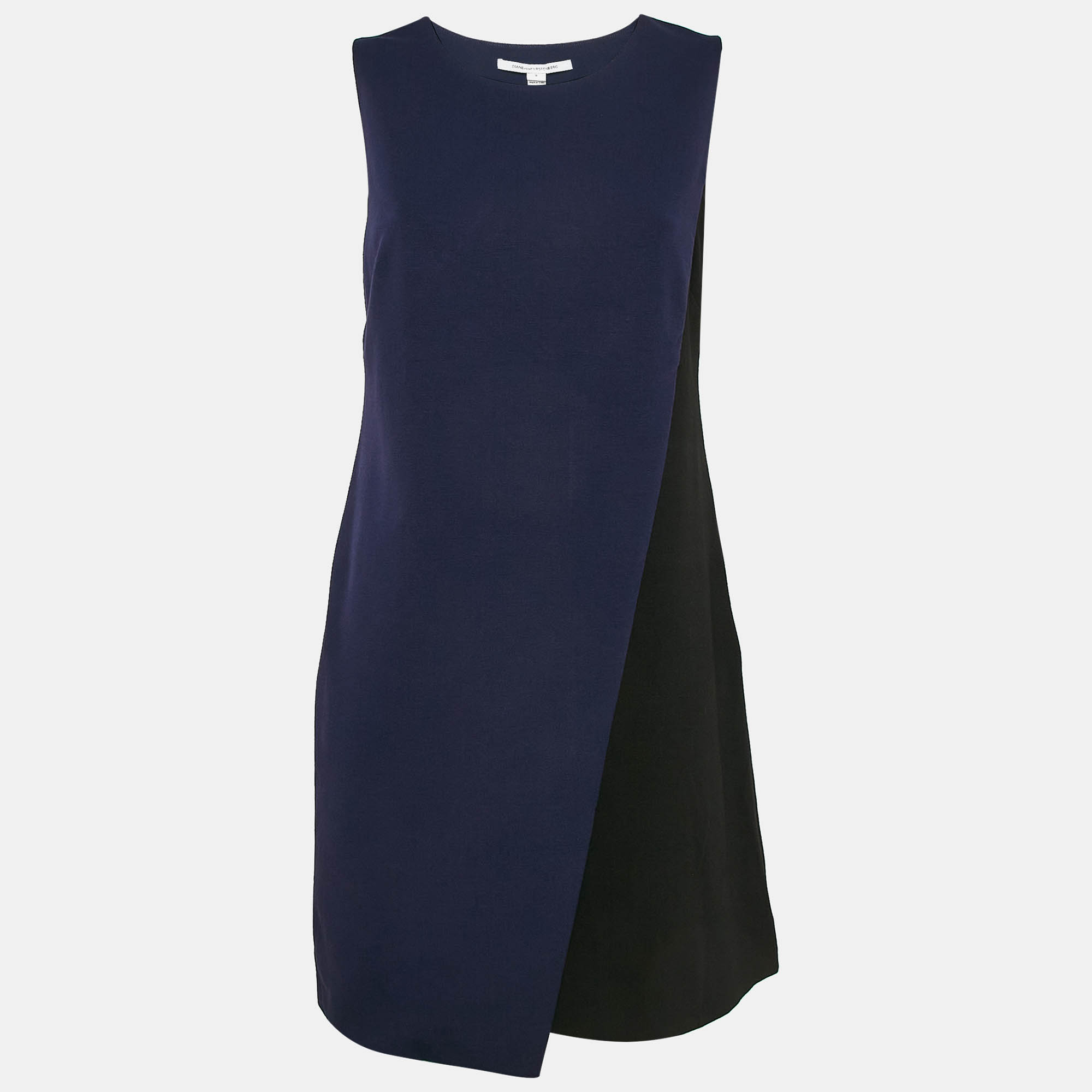 

Diane Von Furstenberg Navy Blue/Black Jersey Livvy Shift Dress M